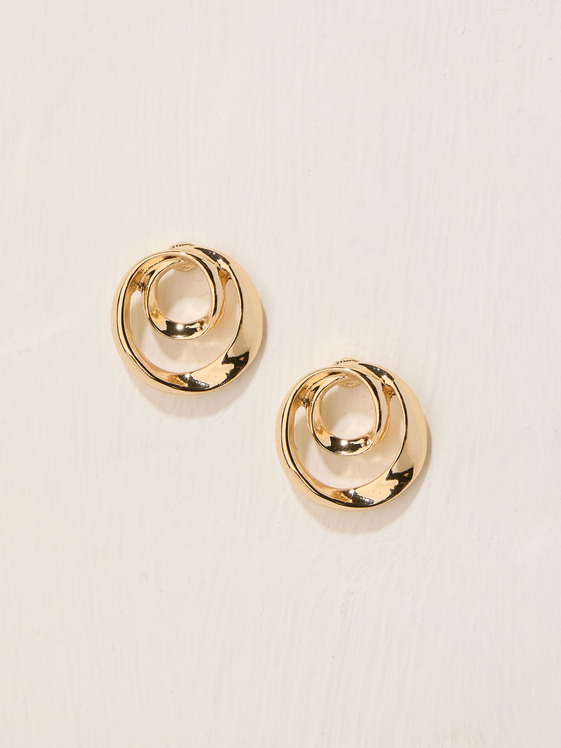 Gold Coloured Large Swirl Stud Earrings - Image 1 of 3