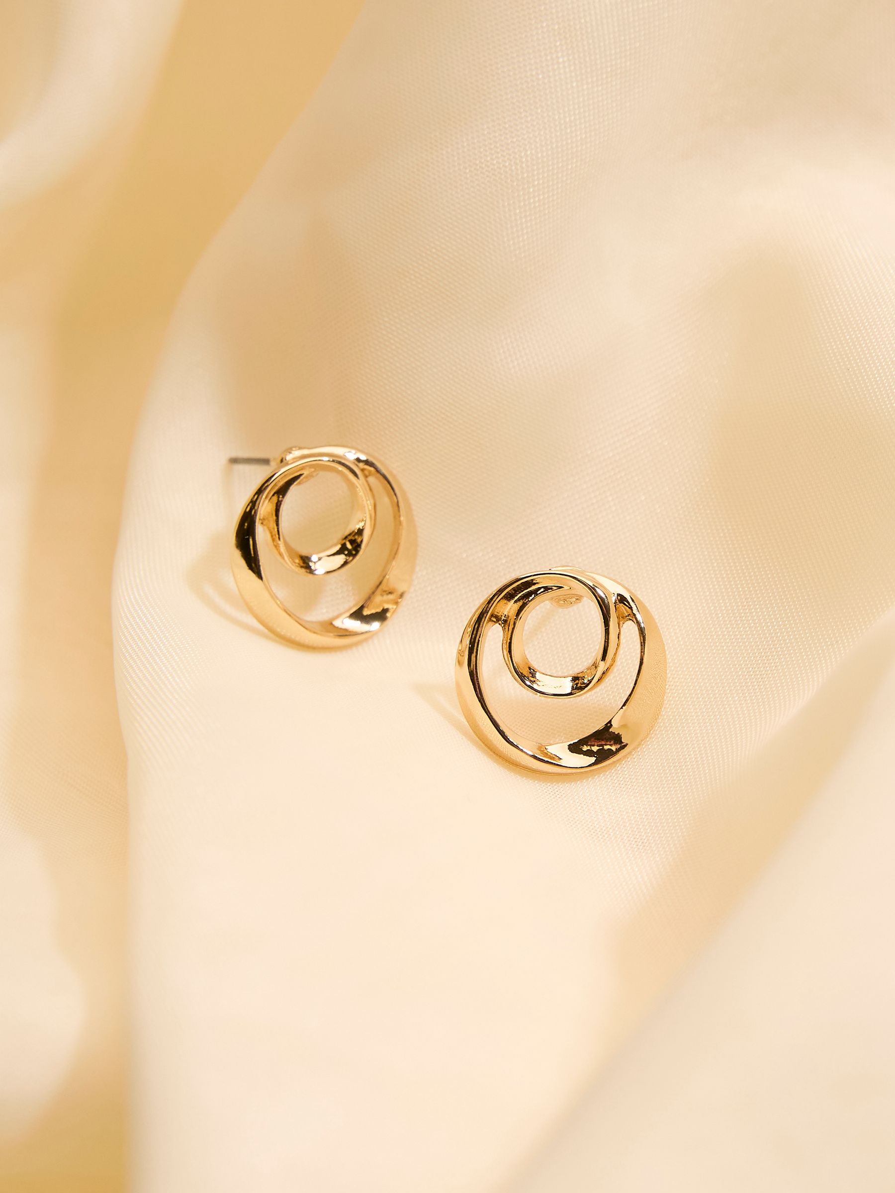 Gold Coloured Large Swirl Stud Earrings - Image 2 of 3