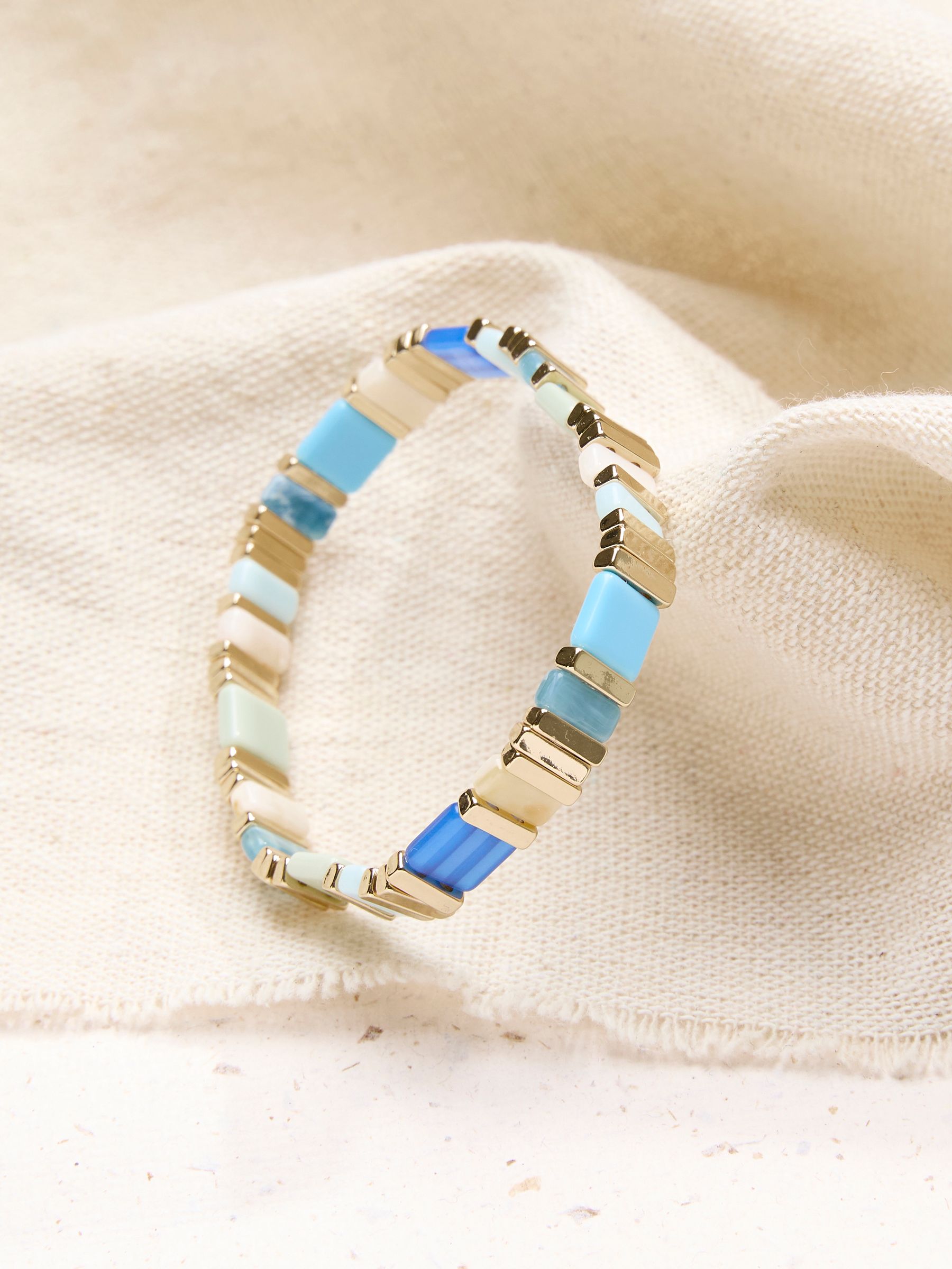 Blue Beaded Stretch Bracelet - Image 2 of 2