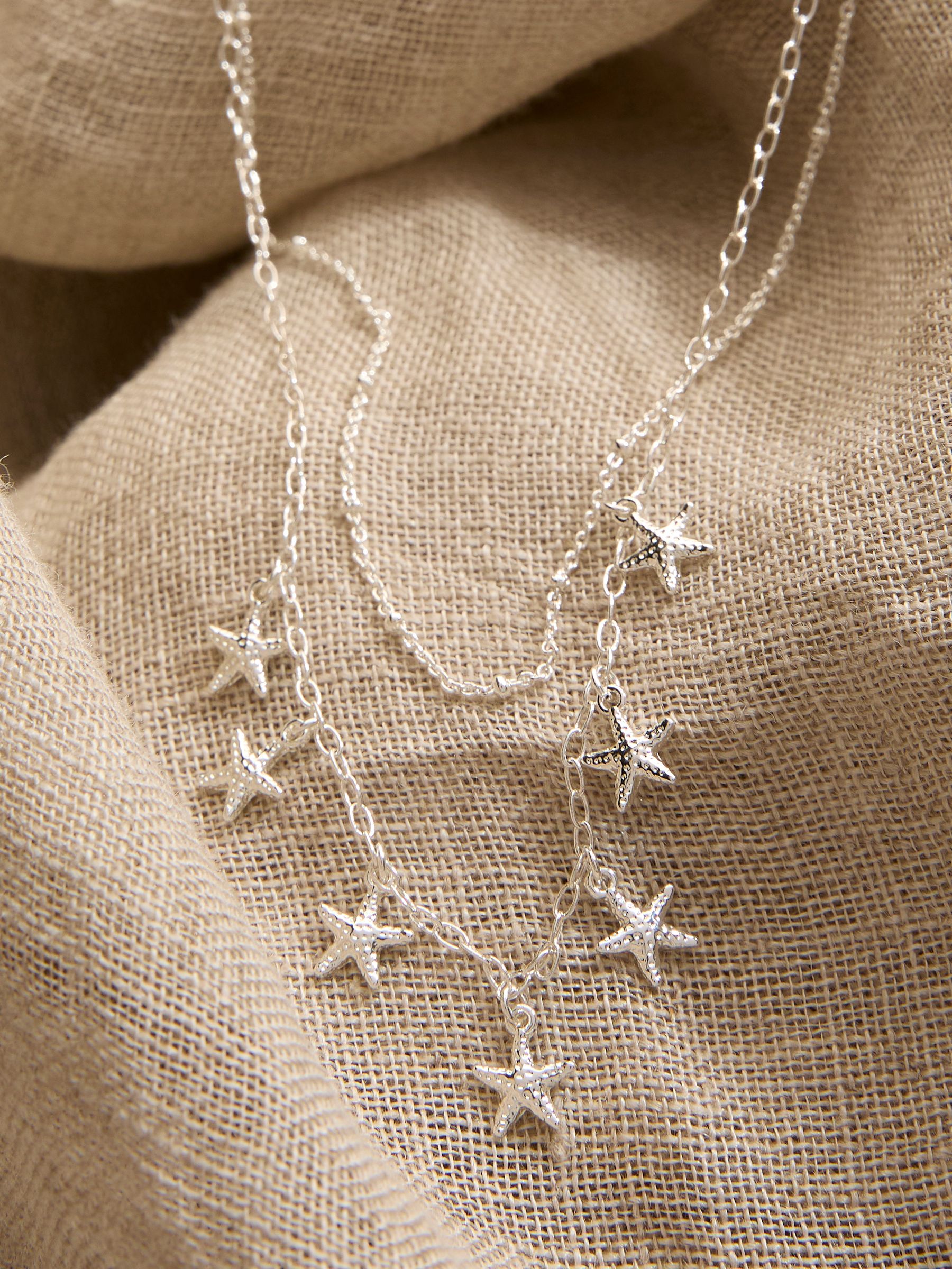 Silver Tone Starfish Layered Necklace - Image 2 of 2