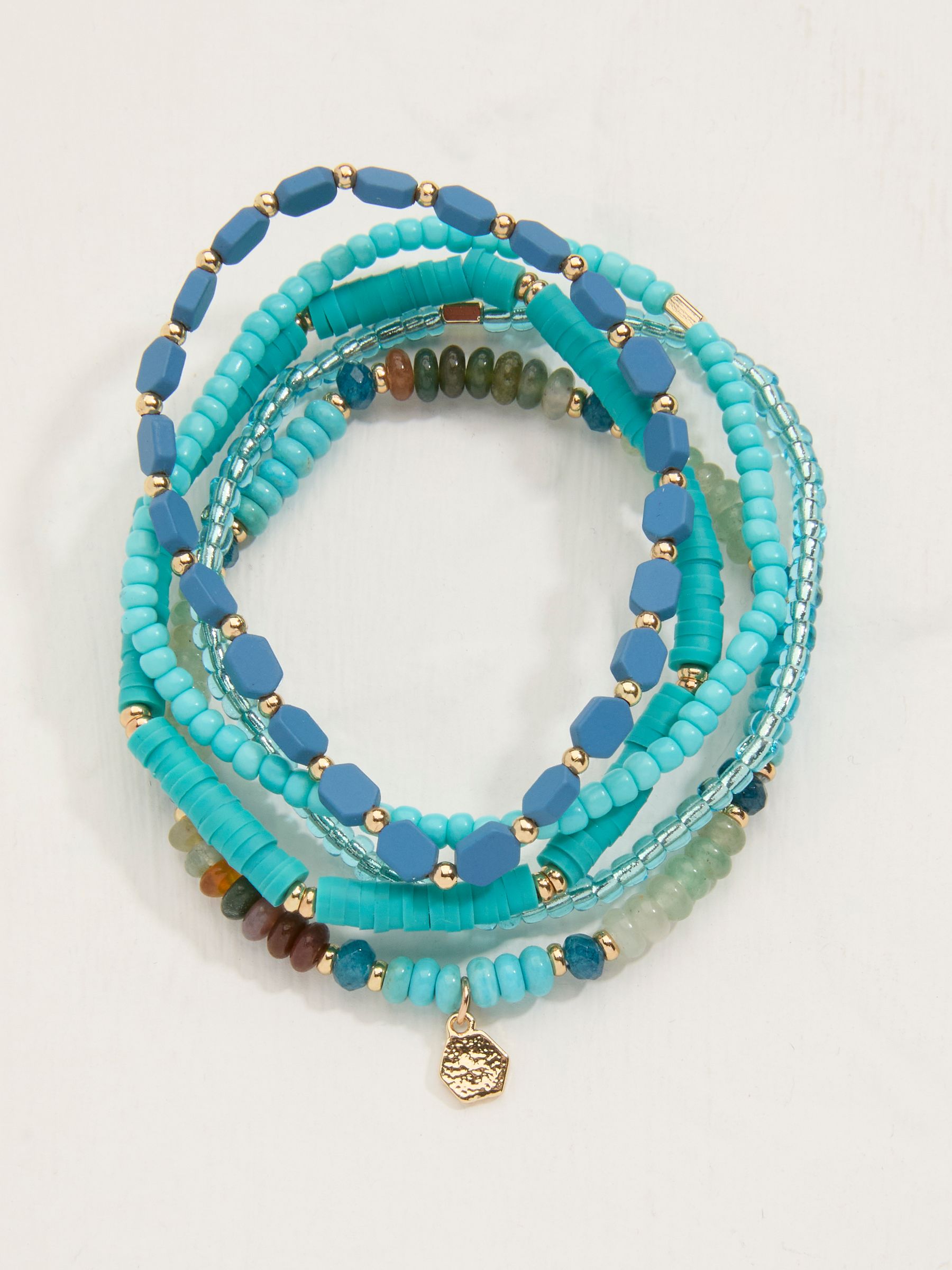 Turquoise Blue Beaded Stretch Bracelet Stack - Image 1 of 1