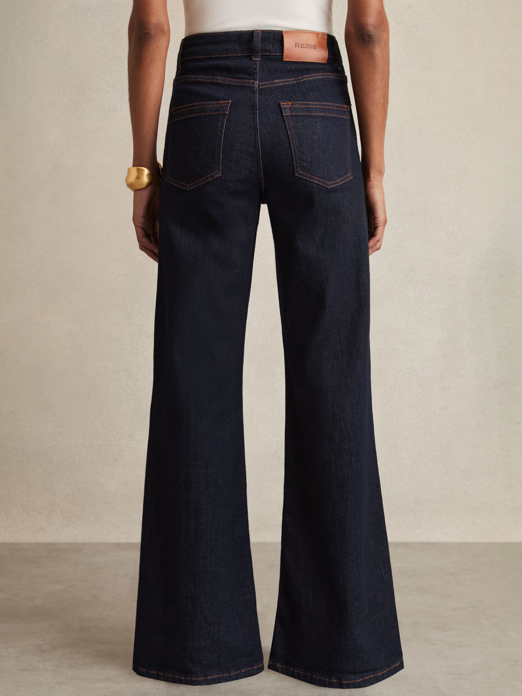 Petite Mid Rise Flared Jeans in Dark Blue - Image 5 of 7