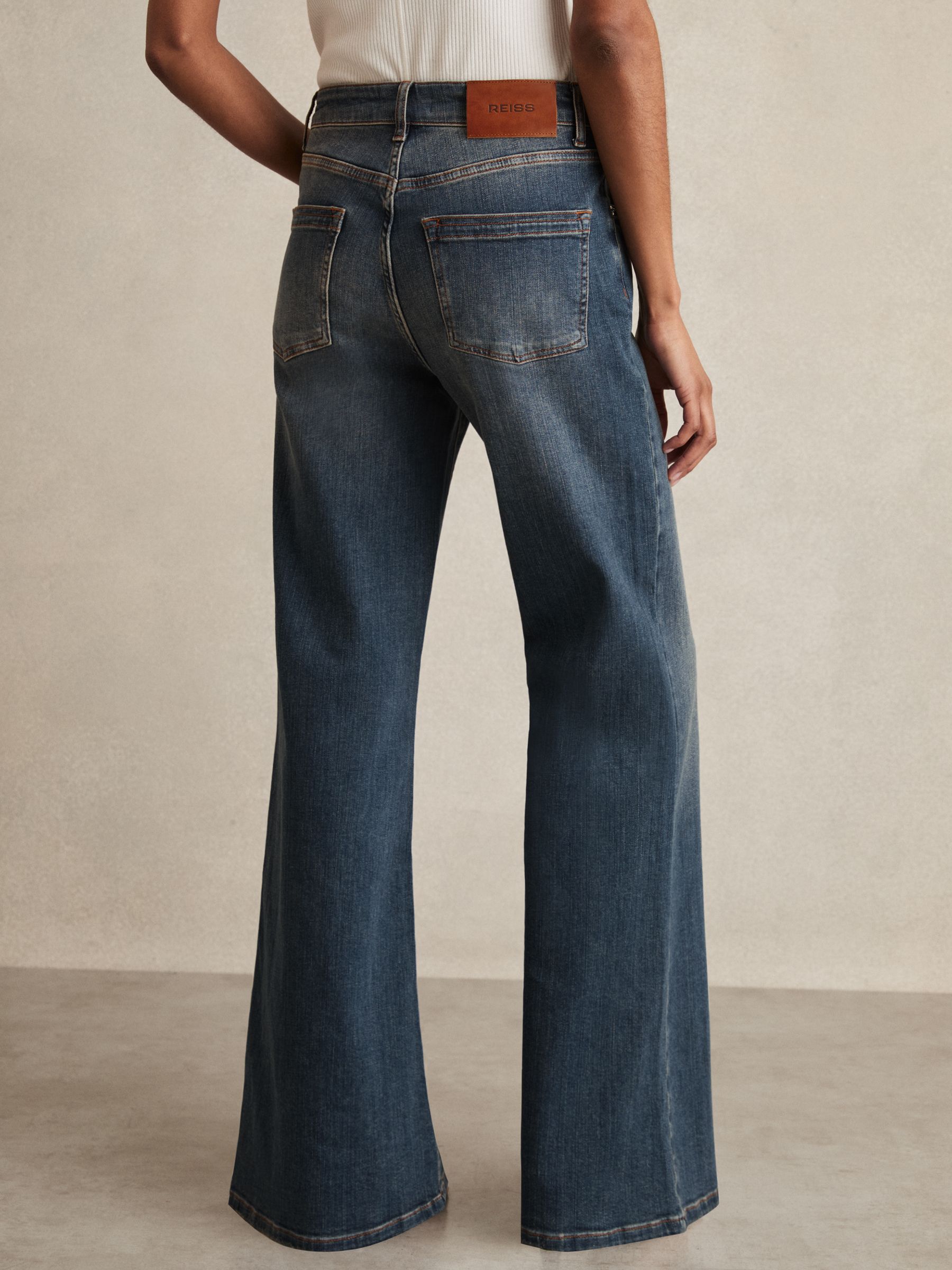 Mid Rise Flared Jeans in Mid Blue - Image 5 of 6
