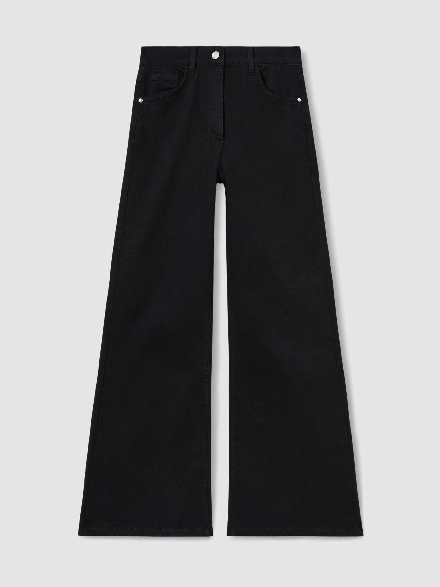Petite Mid Rise Flared Jeans in Black - Image 2 of 7