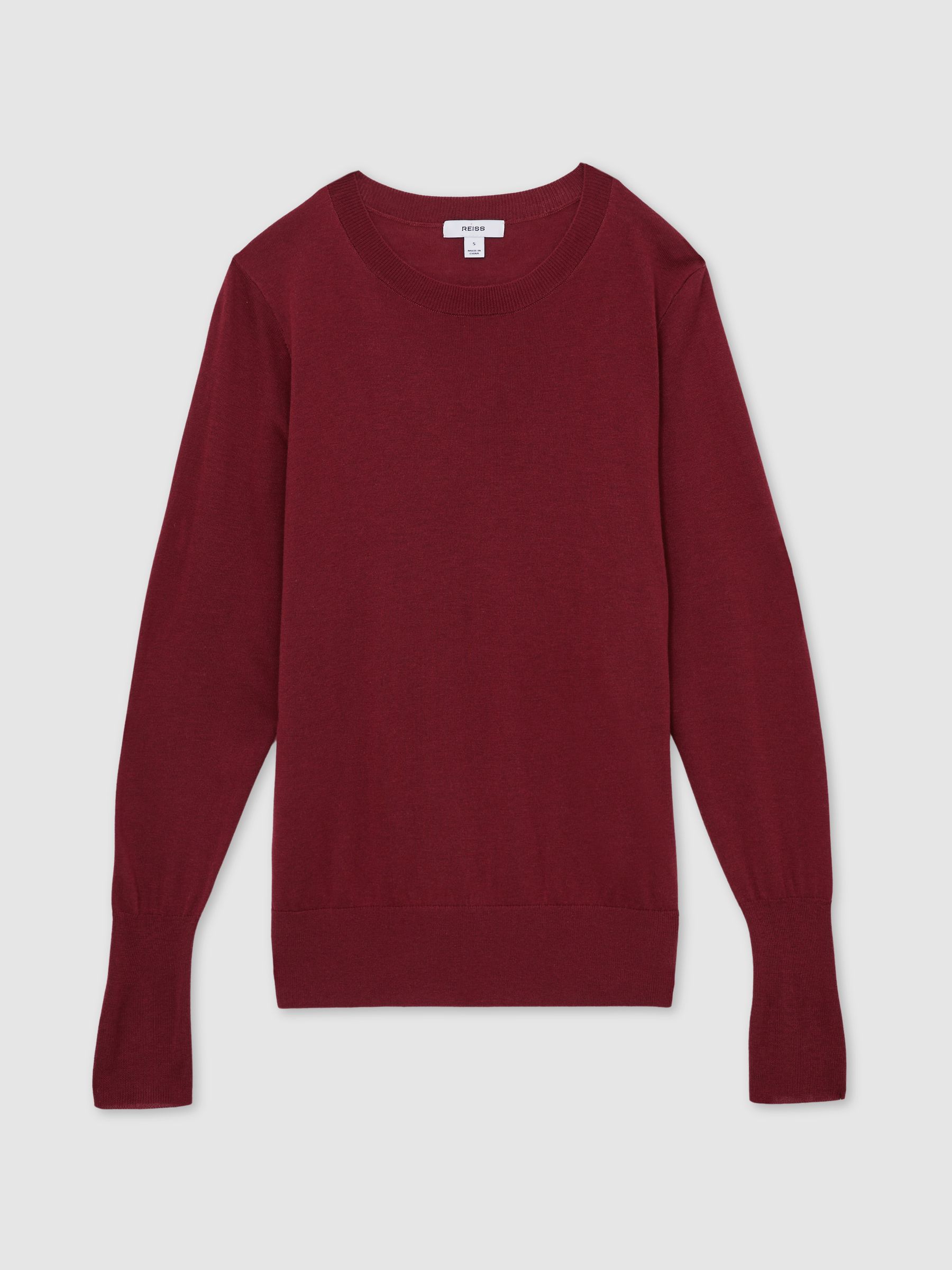 Fine-Knit Crew-Neck Jumper With Cashmere in Red - Image 2 of 7