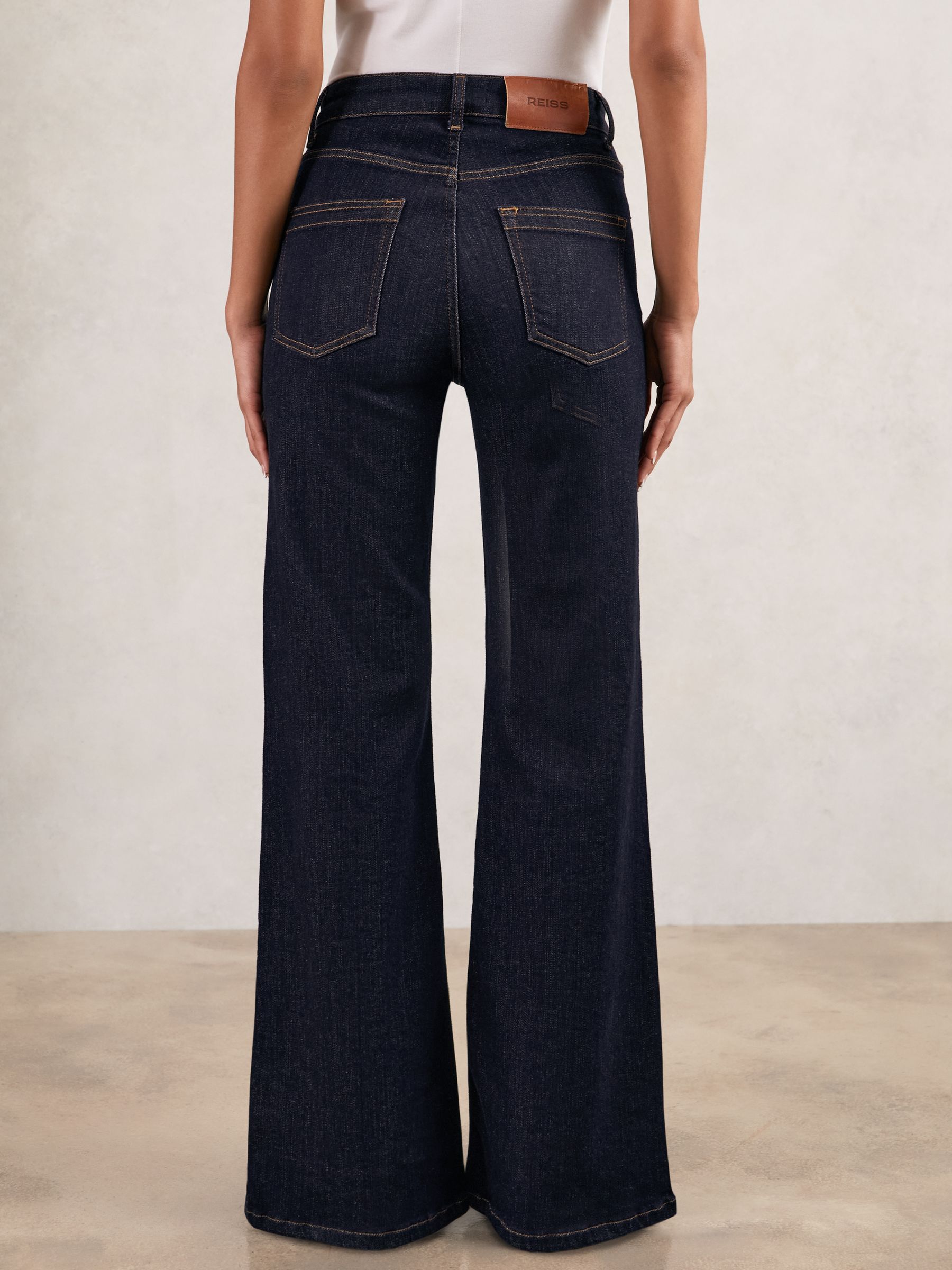 Mid-Rise Flared Jeans in Dark Blue - image 4