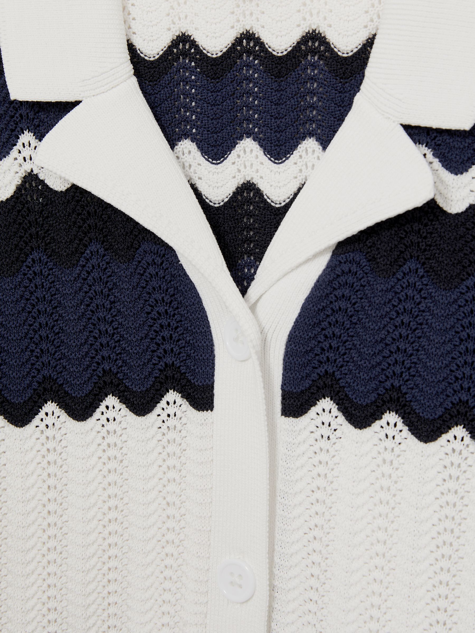 13-14 yrs Zig-Zag Pointelle-Knit Top in Navy - Image 5 of 5