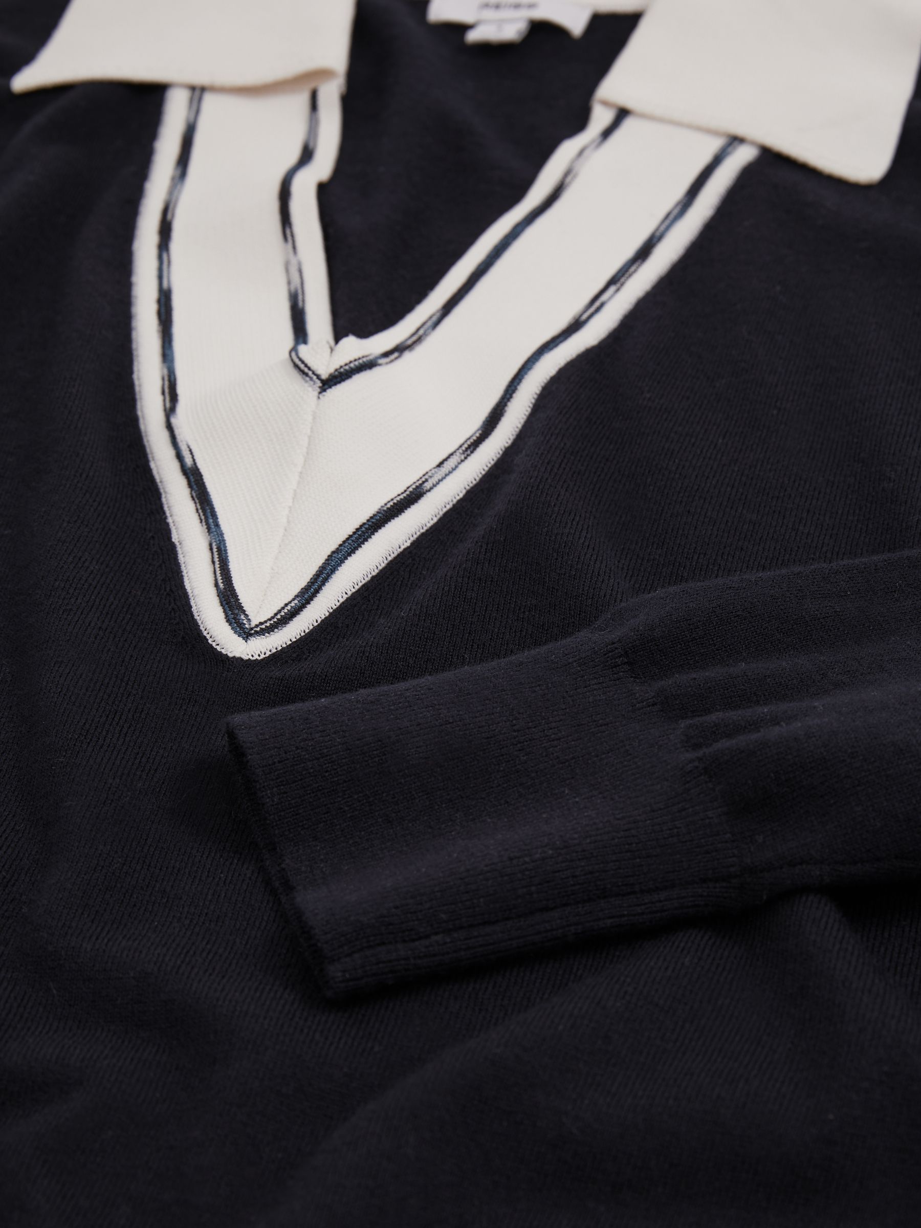 Wool Collared Cricket Jumper in Navy/White - Image 6 of 6