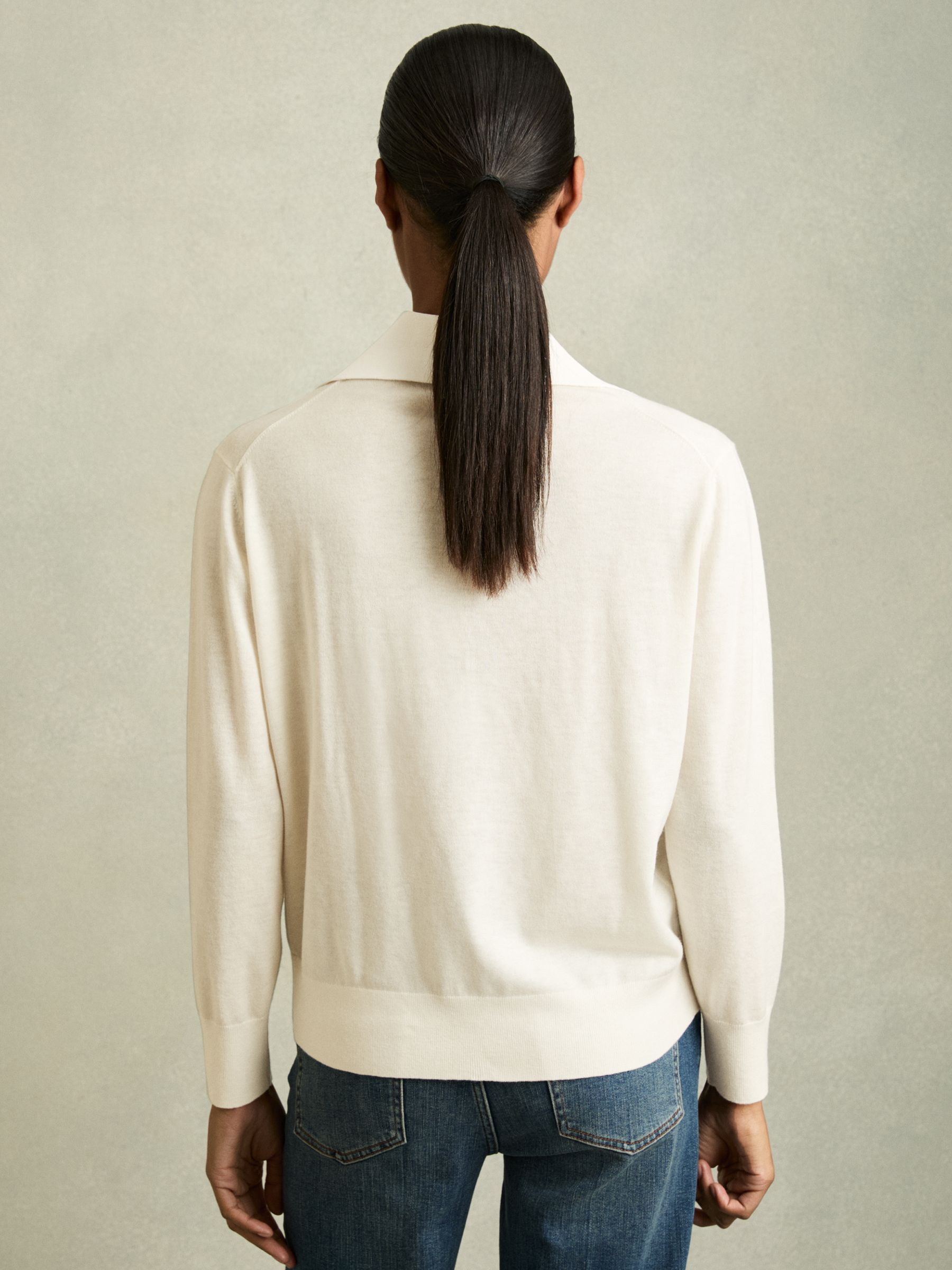 Wool Collared Cricket Jumper in Ivory - Image 4 of 5