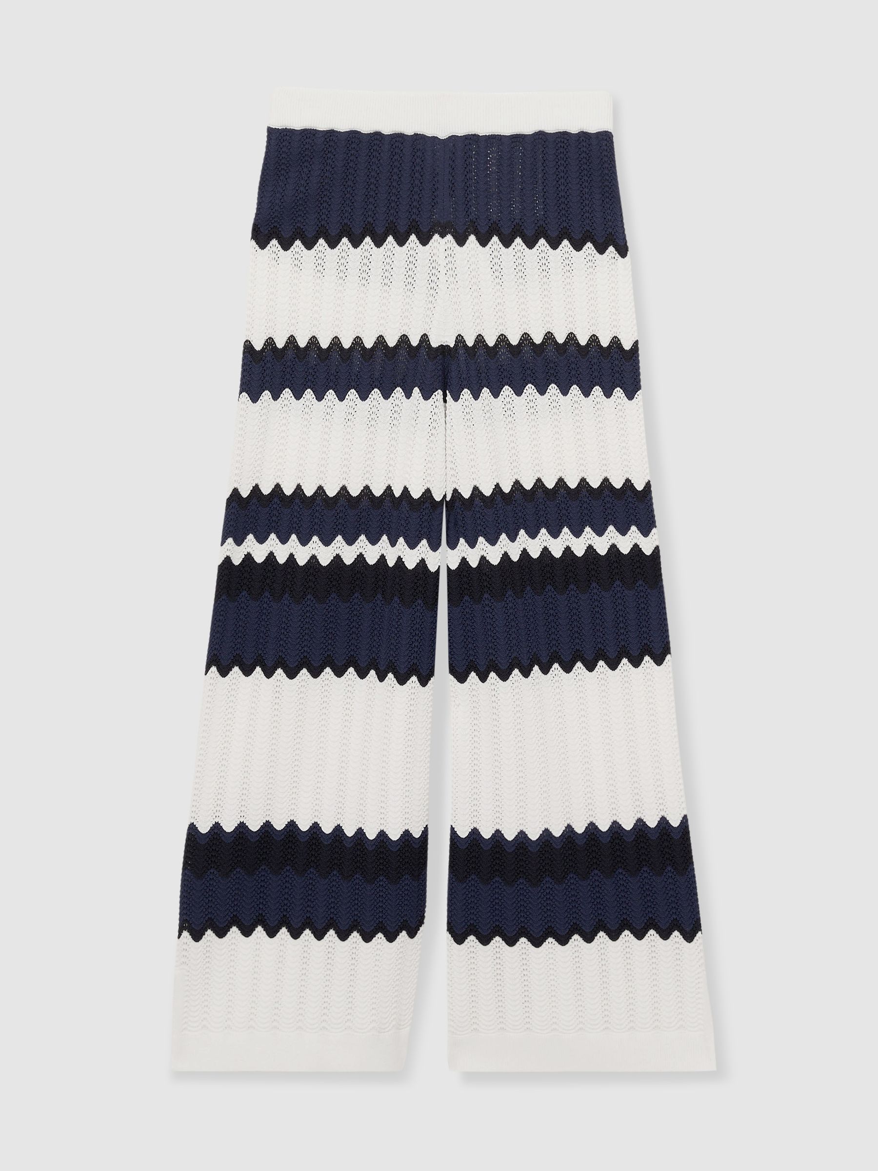 9-13 yrs Zig-Zag Pointelle-Knit Trousers in Navy - Image 2 of 5