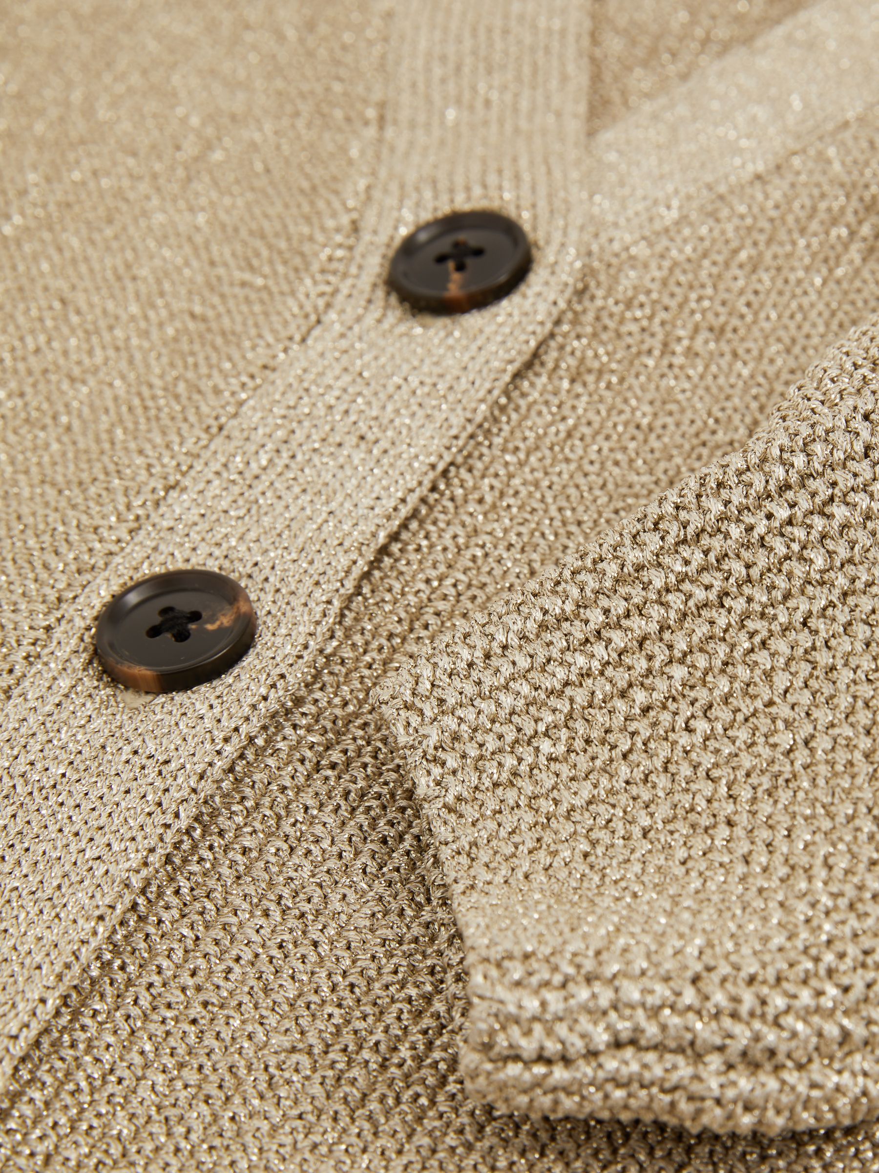 9-13 yrs Metallic-Knit V-Neck Cardigan in Gold - Image 4 of 4