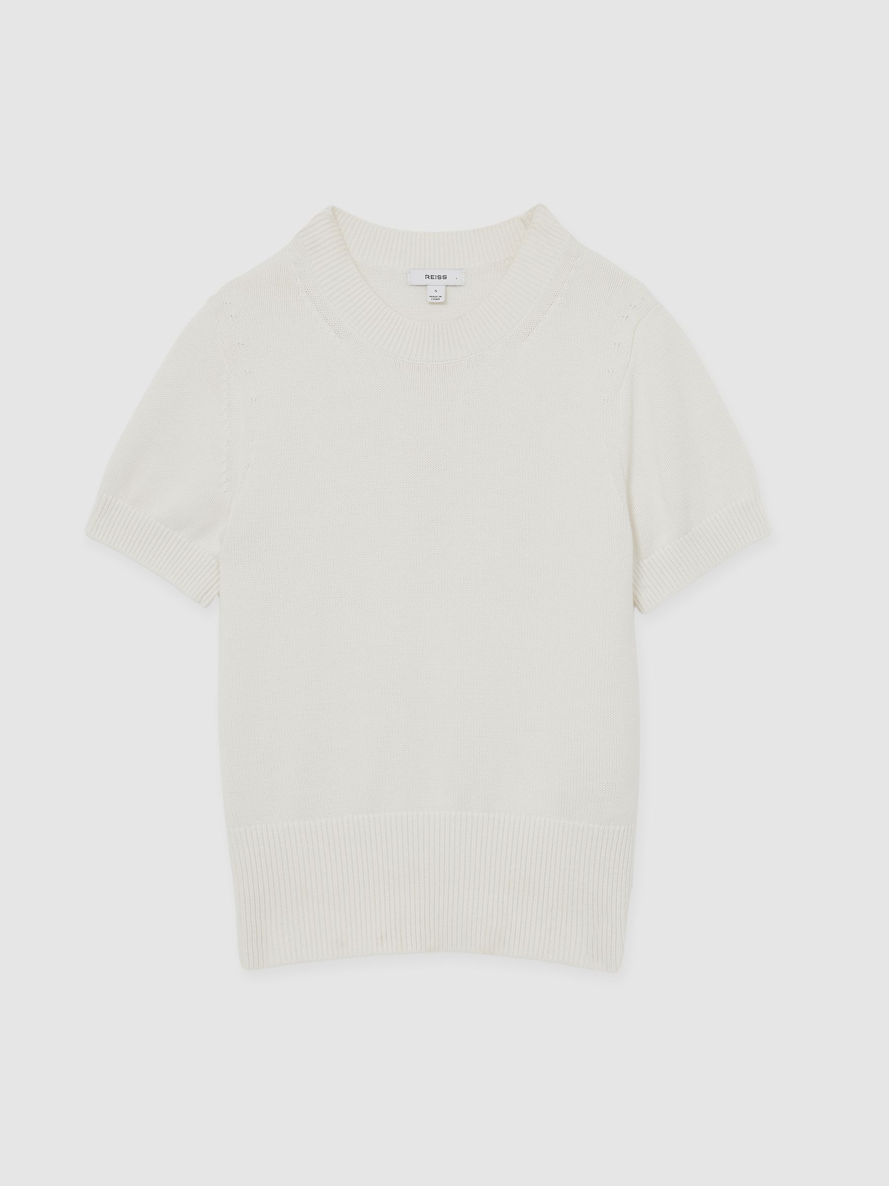 Cotton And Wool Crew-Neck Top in Ivory - Image 2 of 5