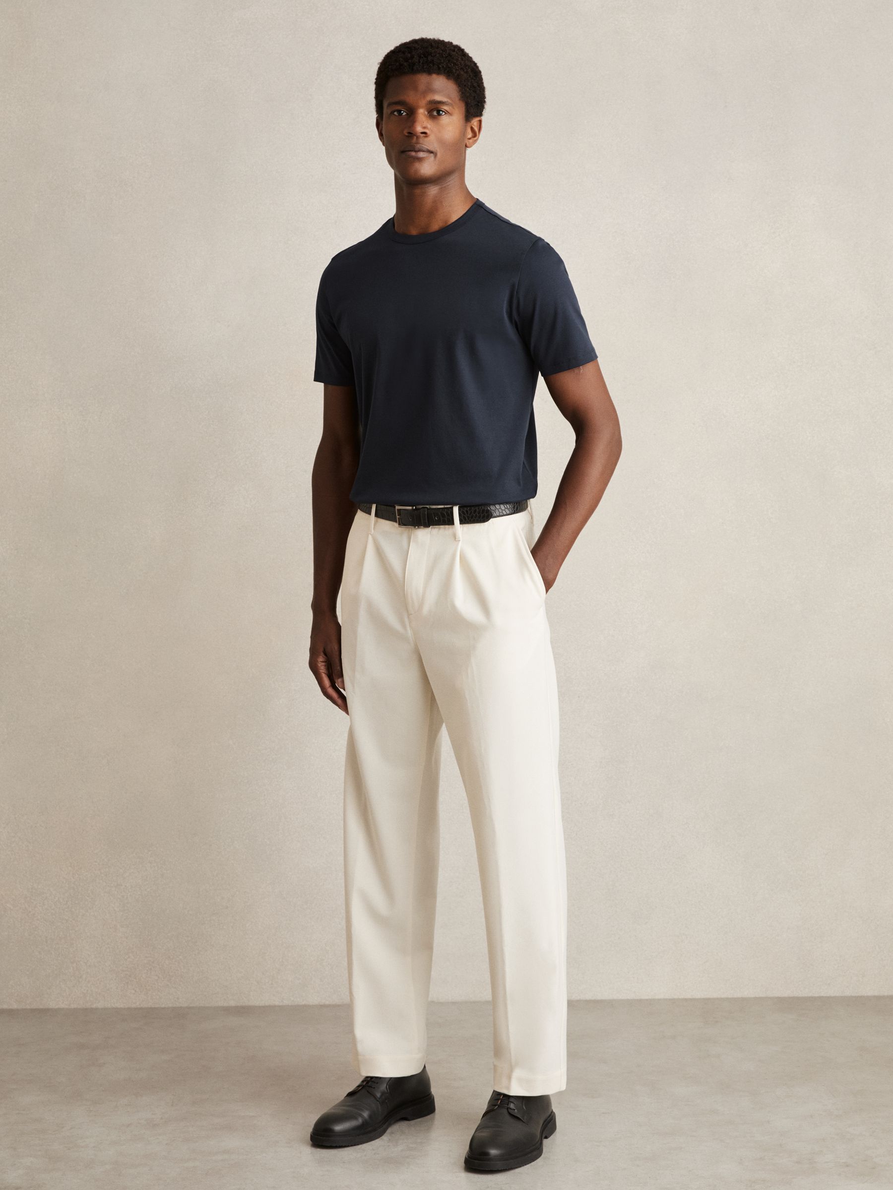 Cotton Crew-Neck Tailored-Fit T-Shirts 3-Pack in Navy - image 3