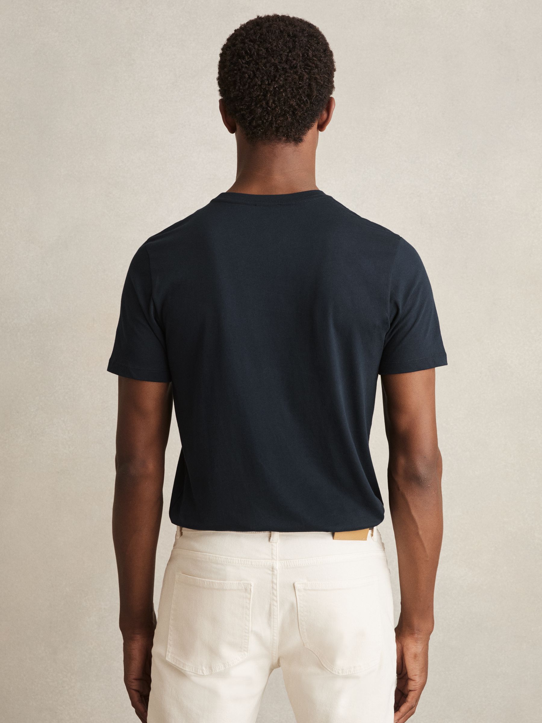 Cotton-Jersey Crew-Neck T-shirts 3 Pack in Navy - Image 4 of 6