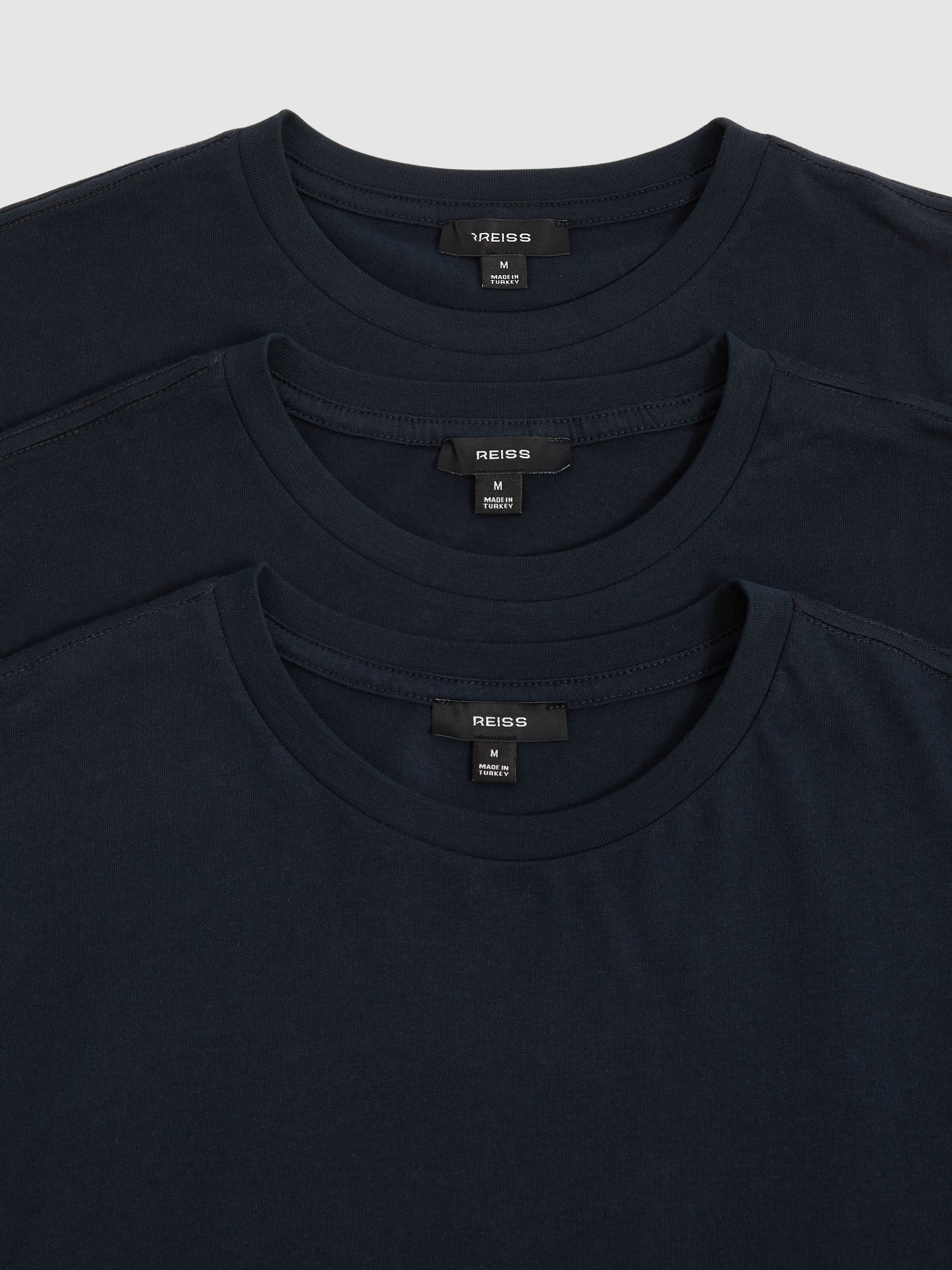 Cotton-Jersey Crew-Neck T-shirts 3 Pack in Navy - Image 6 of 6