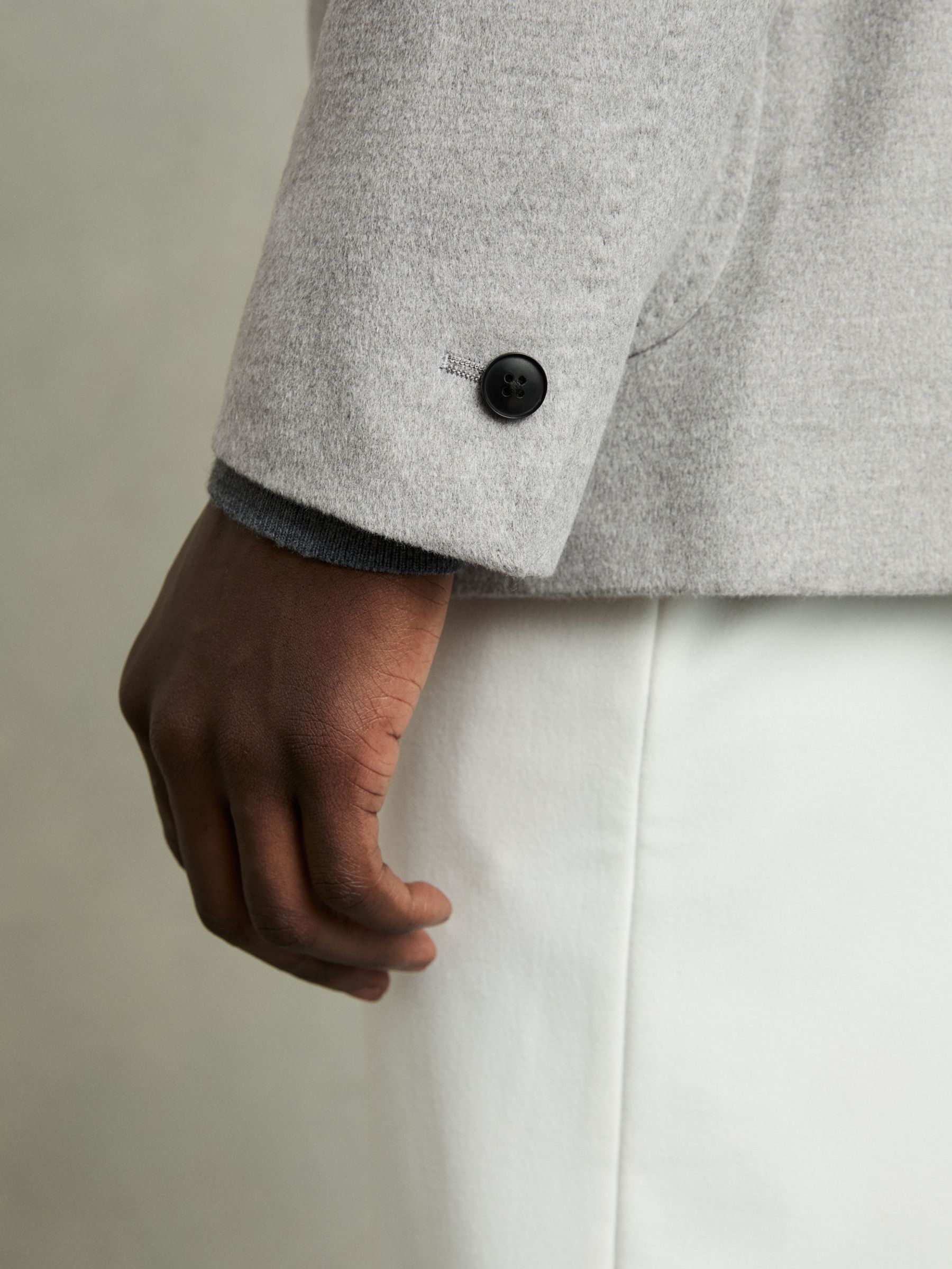 Regular-Fit Single-Breasted Blazer With Gilet Insert in Grey - Image 6 of 9