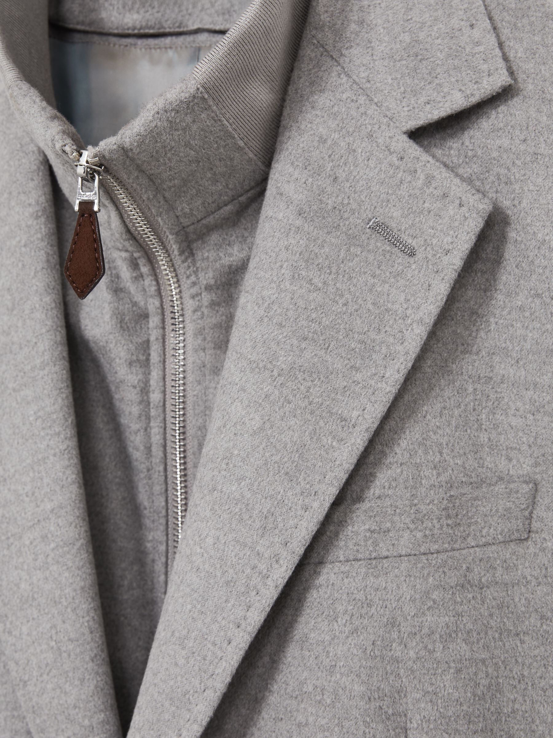 Regular-Fit Single-Breasted Blazer With Gilet Insert in Grey - Image 9 of 9