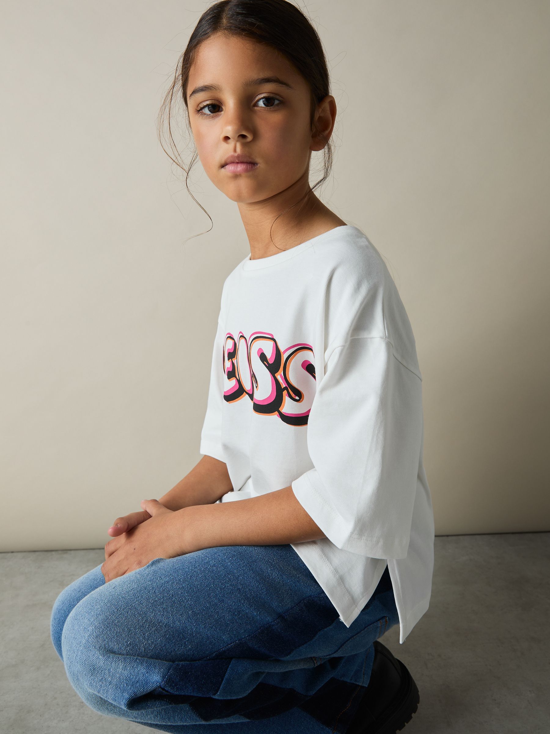 13-14 yrs Cotton-Jersey Logo T-Shirt in Pink Print - Image 2 of 4