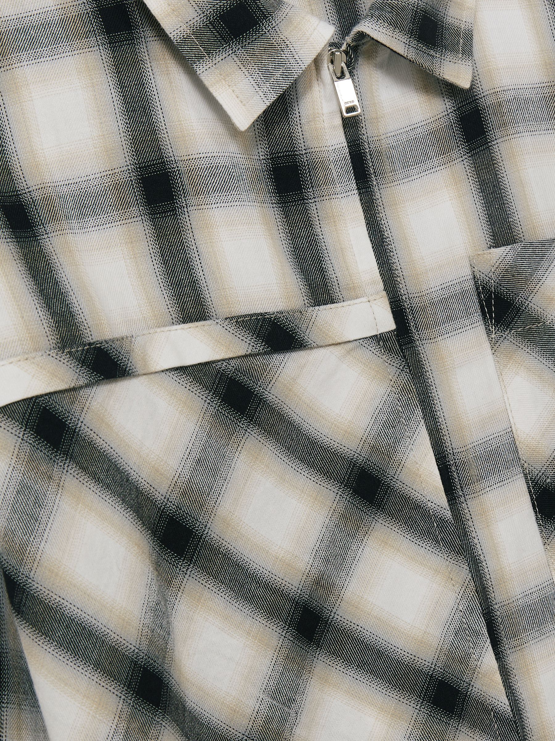 9-13 yrs Cotton Oversized Check Shirt in Grey - Image 4 of 4