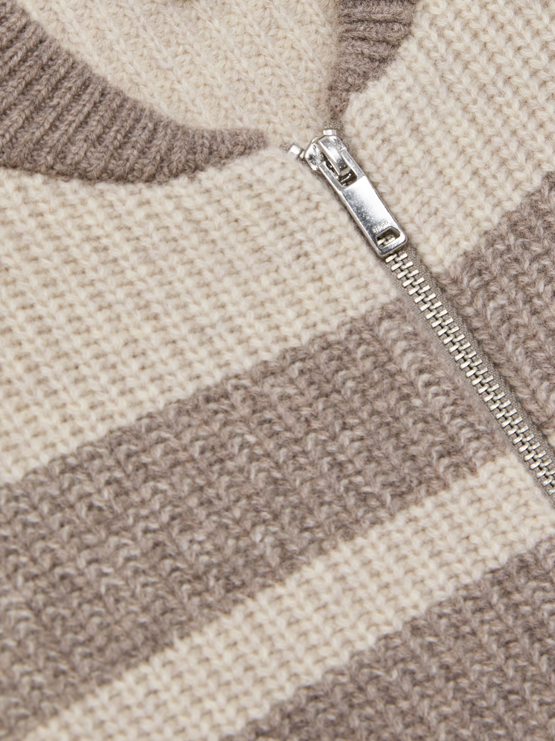 Wool Stripe Zip-Through Cardigan in Neutral/Brown - Image 7 of 7