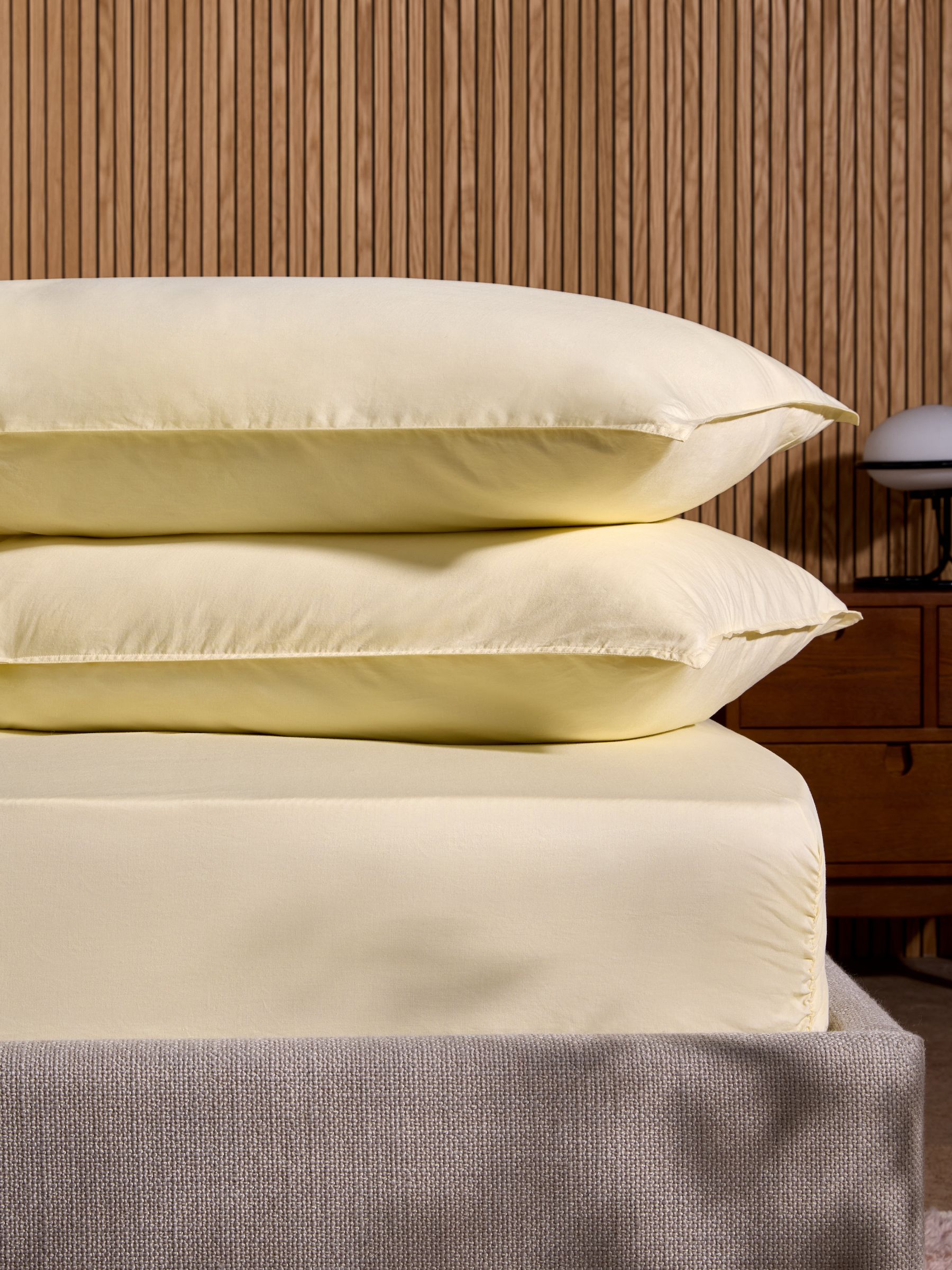 Cosy Washed Cotton Pillowcase Set of 2 in Buttermilk Yellow - Image 1 of 3