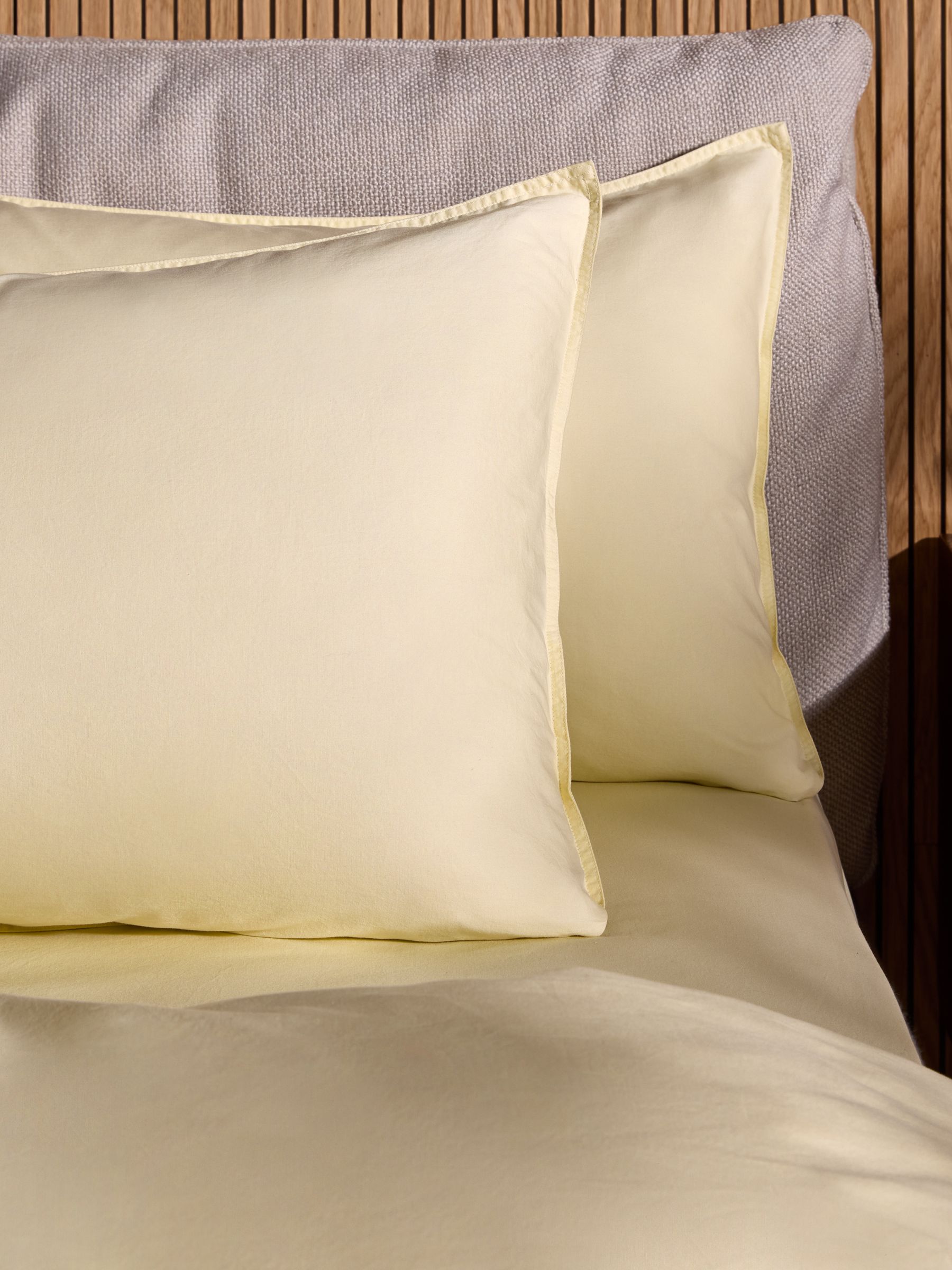 Cosy Washed Cotton Pillowcase Set of 2 in Buttermilk Yellow - Image 2 of 3