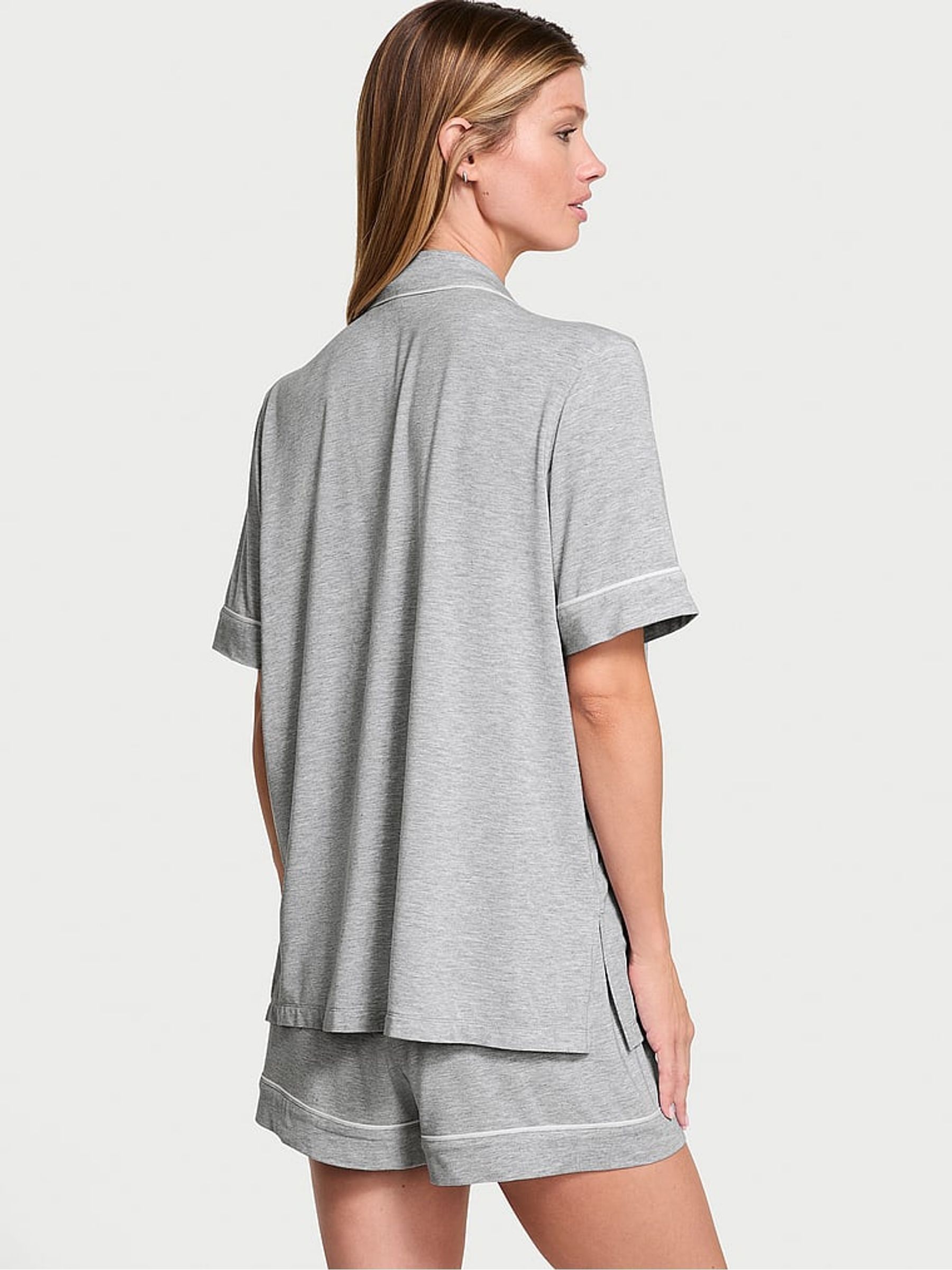 Medium Heather Grey Modal Short Pyjama Set - Image 2 of 3