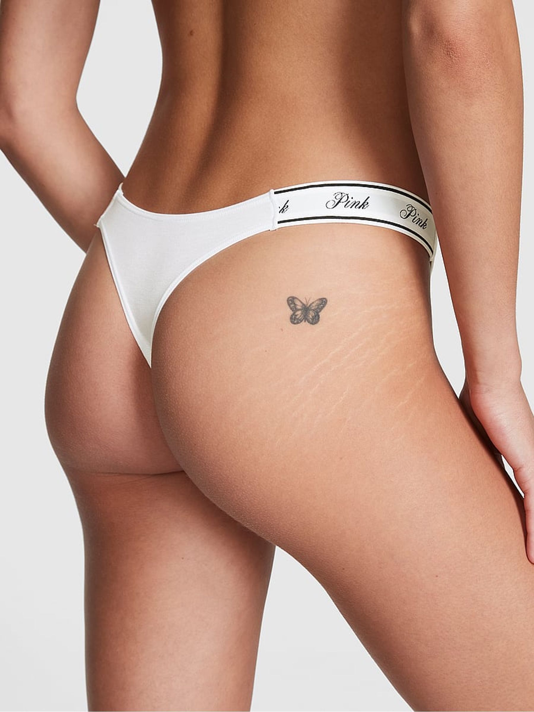 Optic White Thong Cotton Logo Knickers - Image 2 of 3