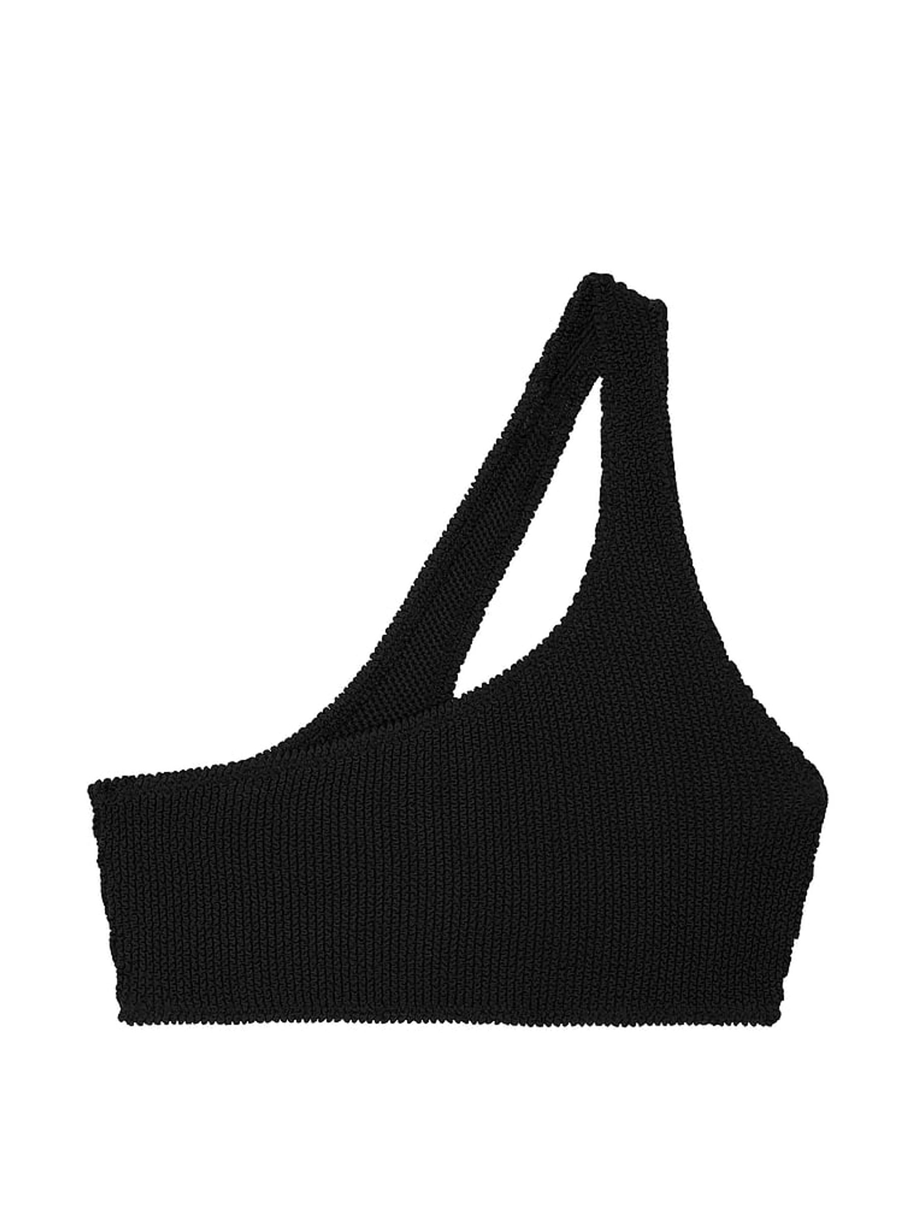 Black One Shoulder Crinkle Bikini Top - Image 4 of 4