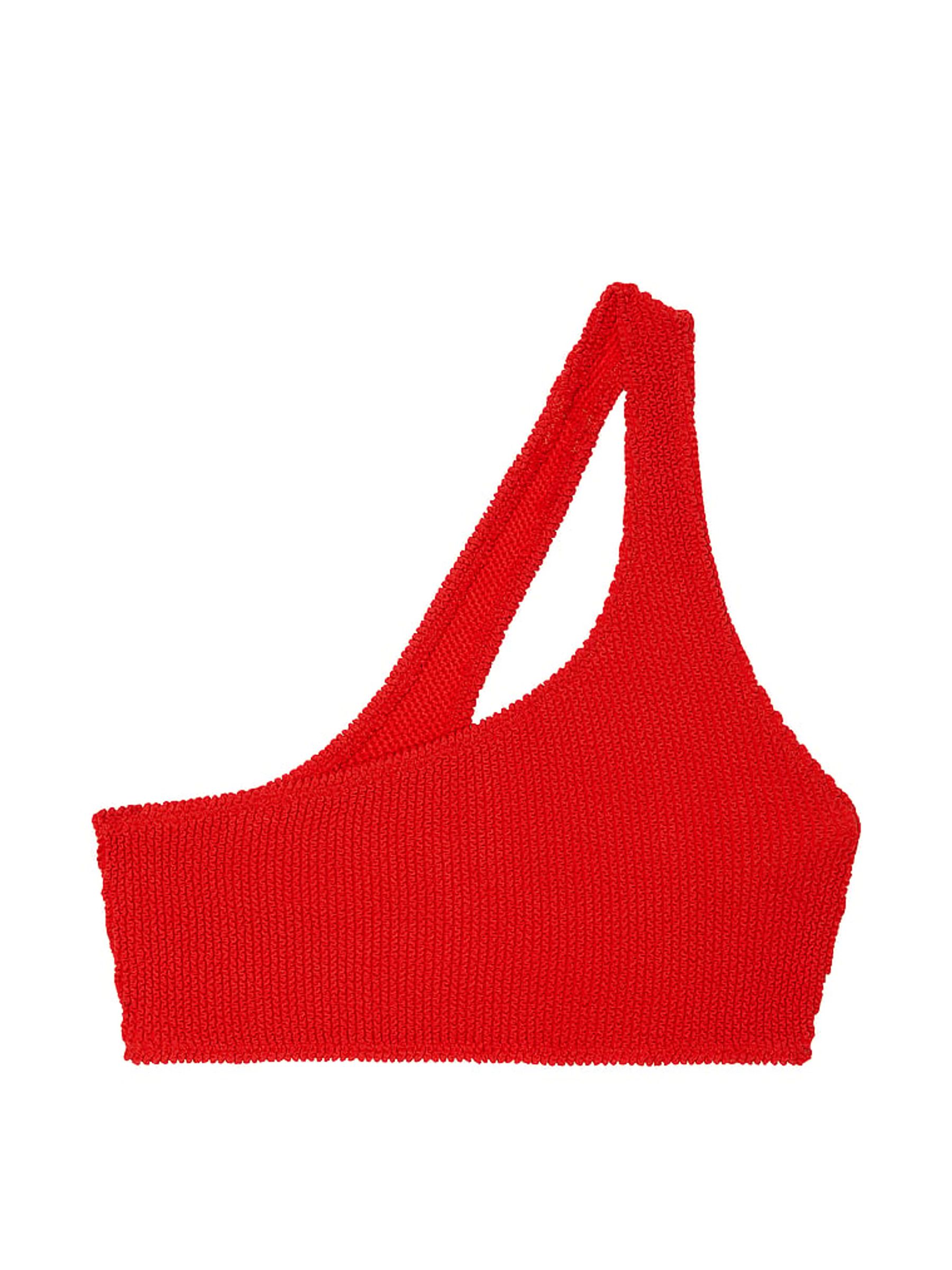 Vermillion Red One Shoulder Crinkle Bikini Top - Image 4 of 4