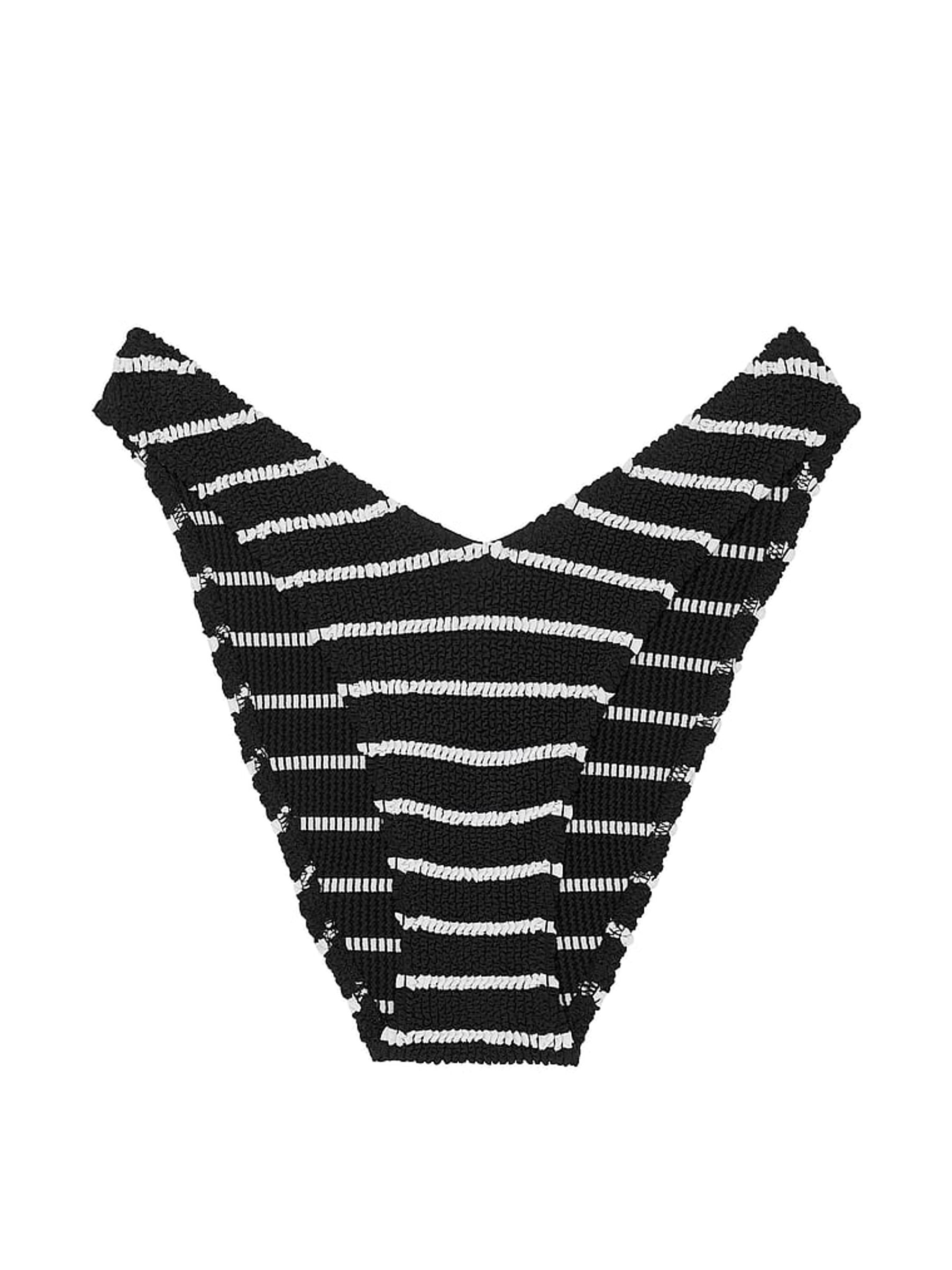 Black And White Stripe Brazilian Crinkle Bikini Bottoms - Image 4 of 4