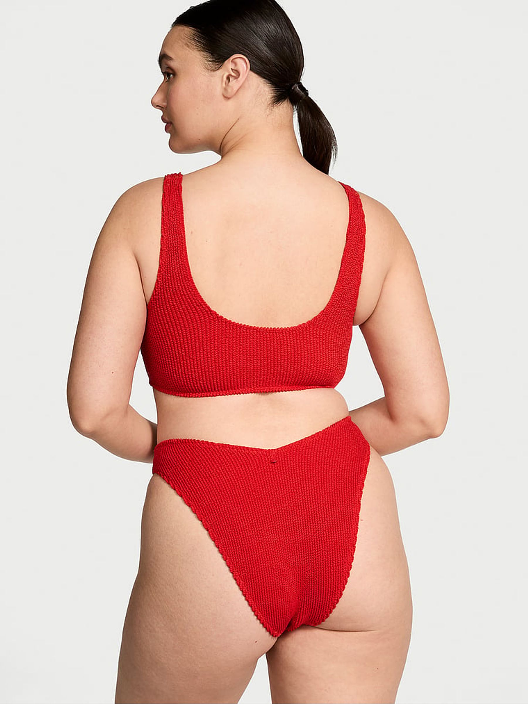Vermillion Red Scoop Crinkle Bikini Top - Image 2 of 4