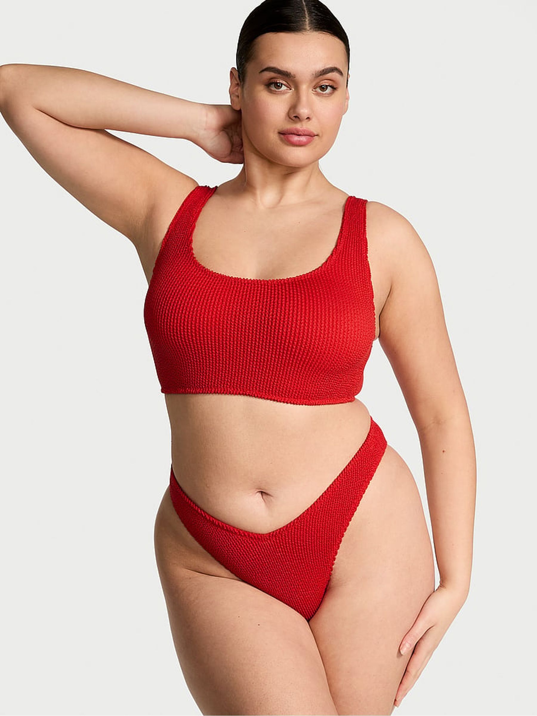 Vermillion Red Scoop Crinkle Bikini Top - Image 3 of 4