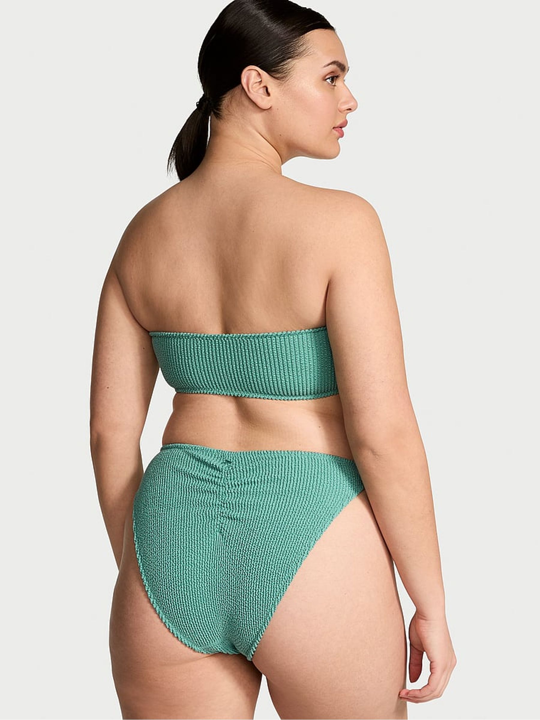 Gentle Green Strapless Crinkle U-Ring Bandeau Bikini Top - Image 2 of 3