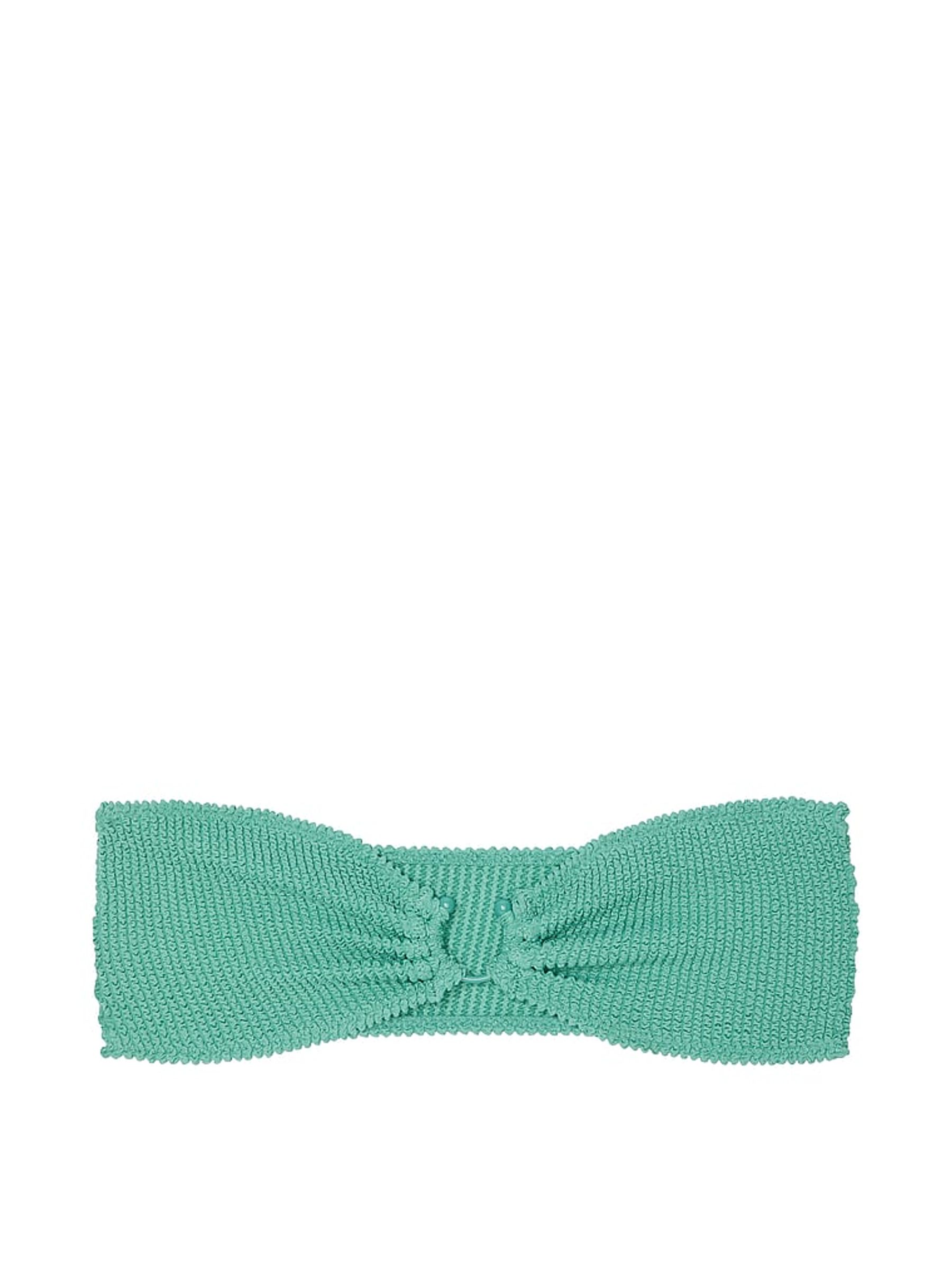 Gentle Green Strapless Crinkle U-Ring Bandeau Bikini Top - Image 4 of 4