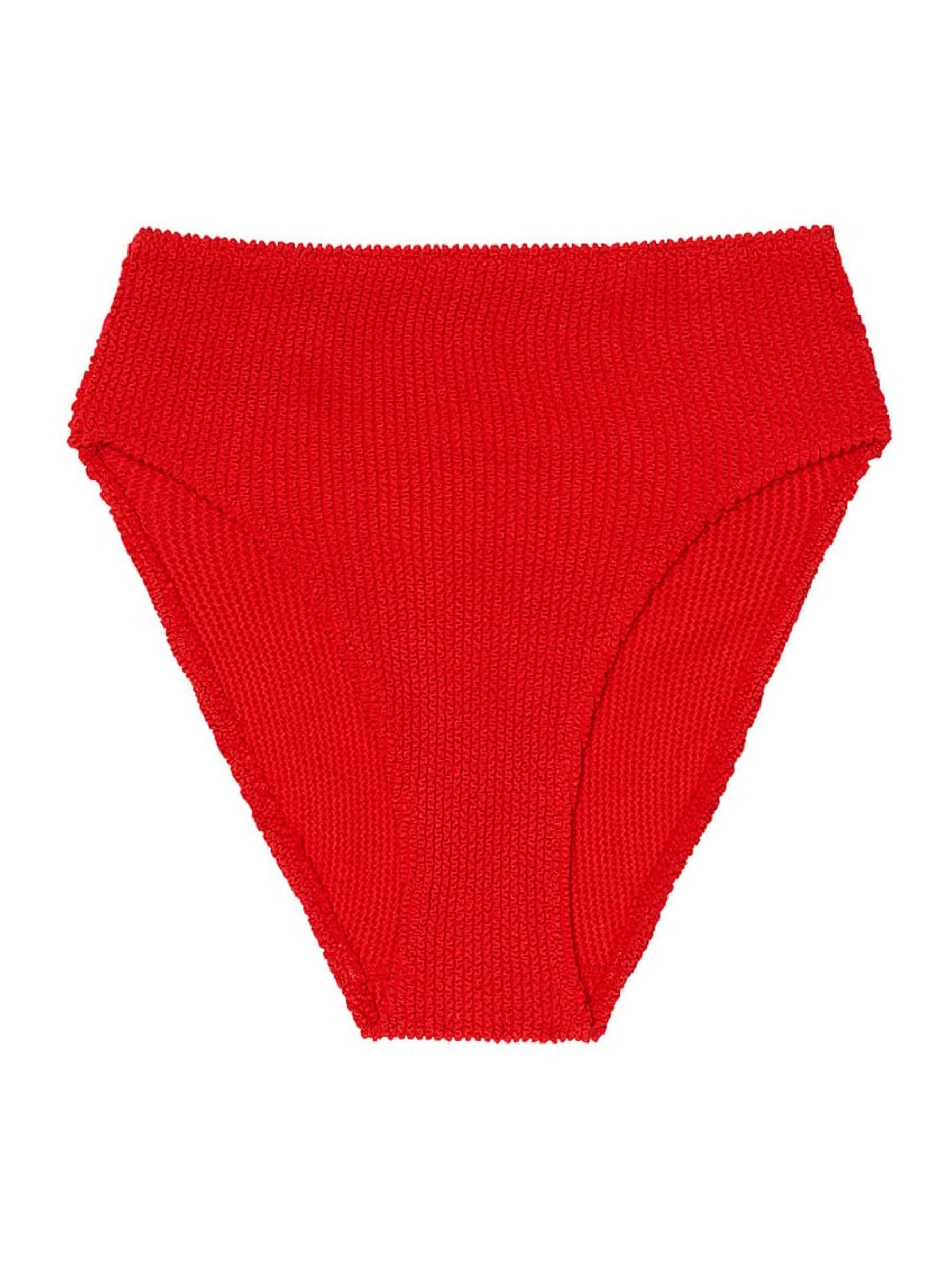 Vermillion Red High Waisted Crinkle Bikini Bottoms - Image 4 of 4