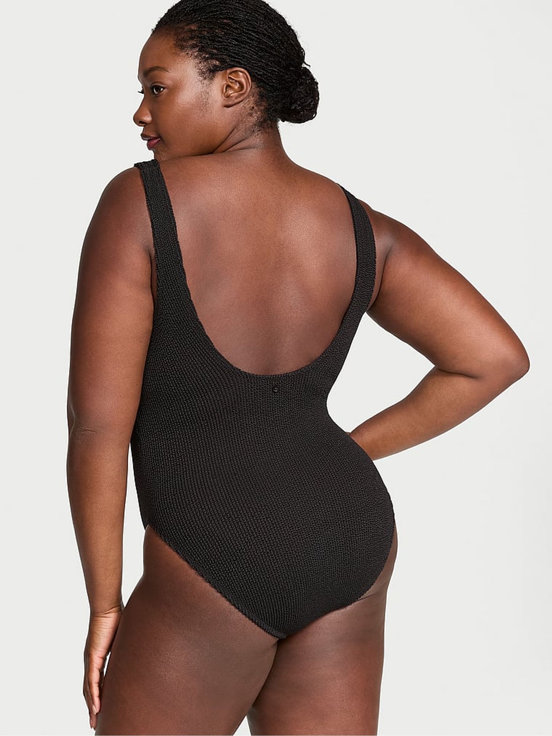 Pure Black Crinkle Scoop Swimsuit - Image 2 of 3