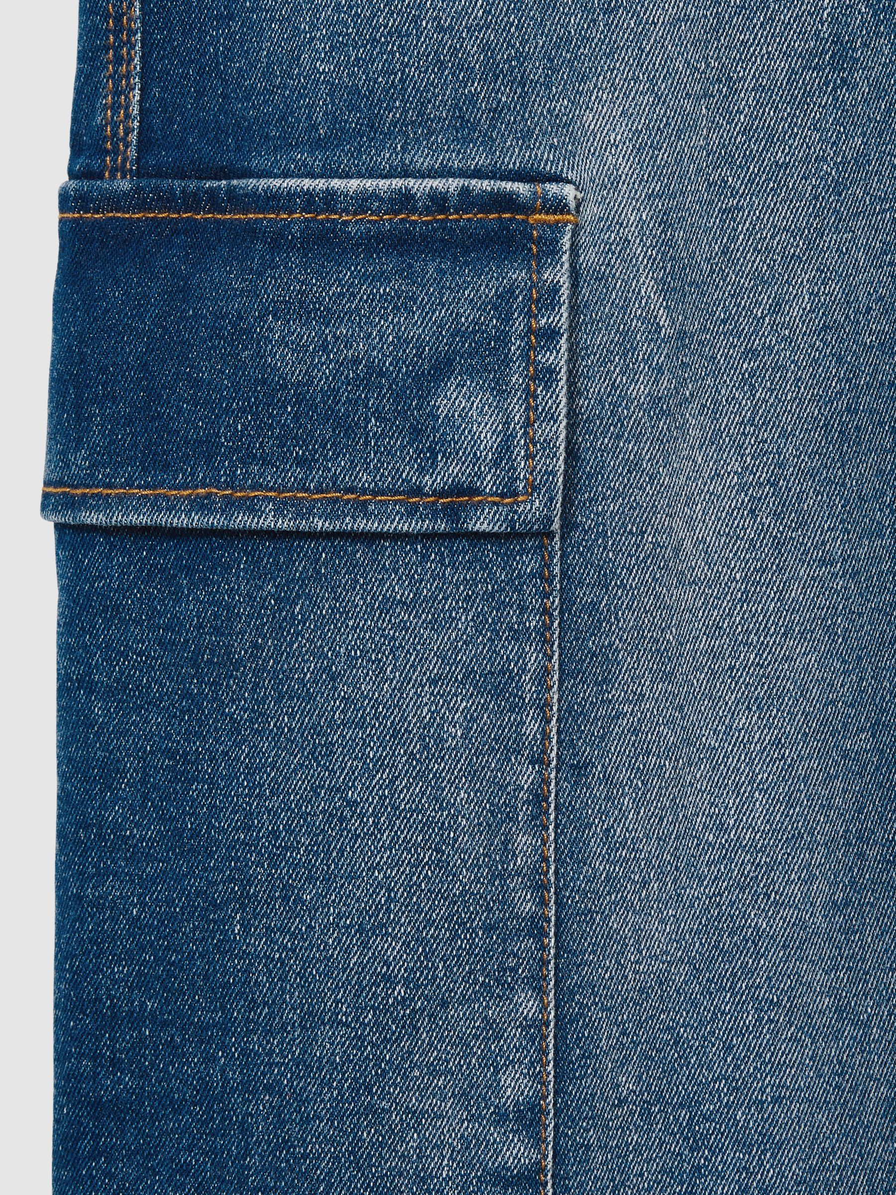 13-14 yrs Wide-Leg Cargo-Pocket Jeans in Blue - Image 4 of 4