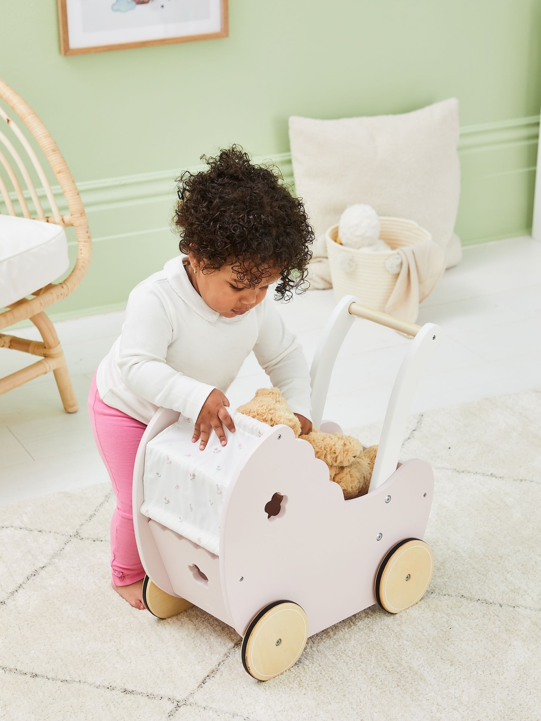 Pink Personalised Pretty Floral Doll Pram JoJo Maman Bébé