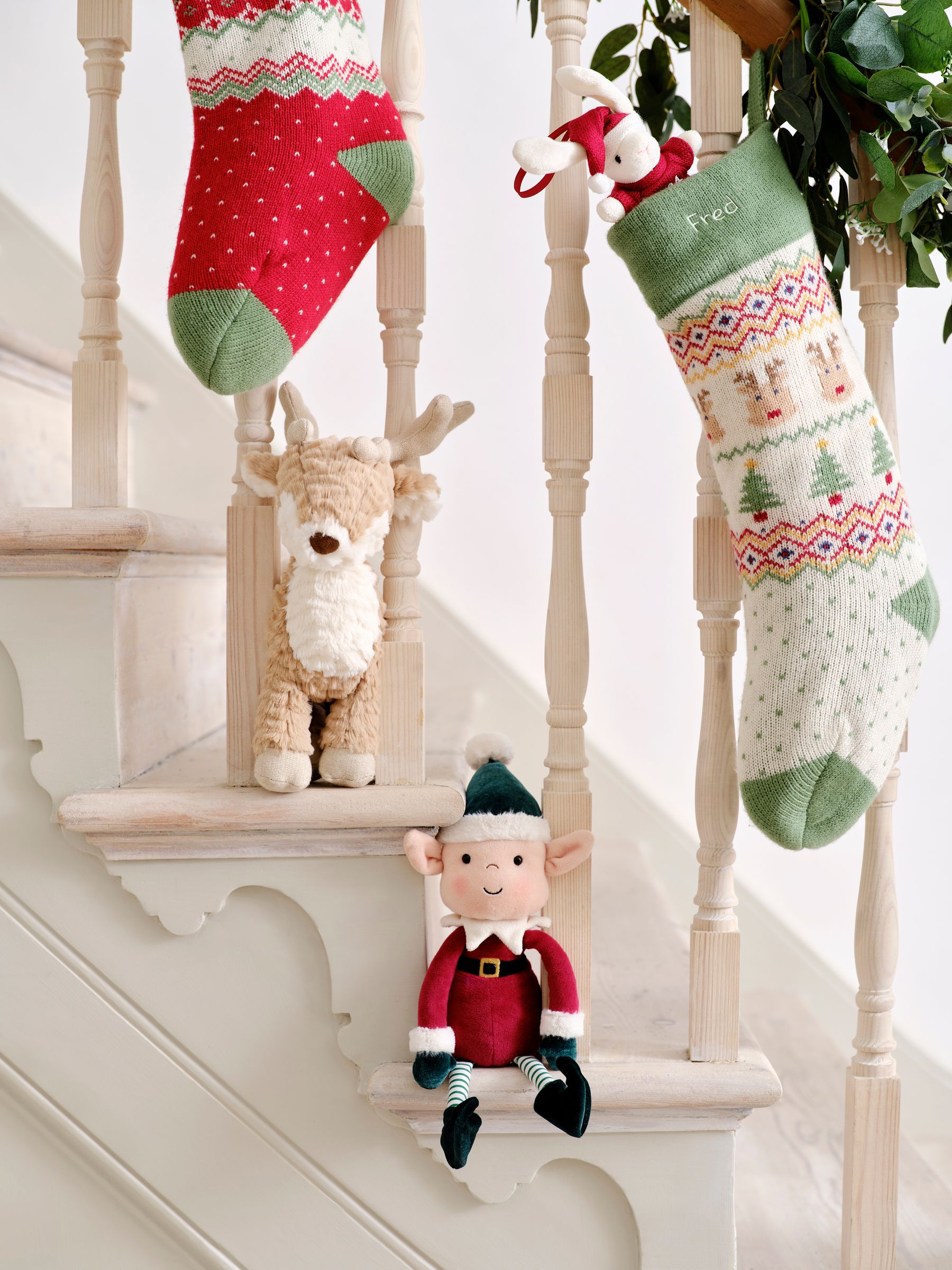 Green Personalised Green Reindeer Knitted Stocking - Image 4 of 4