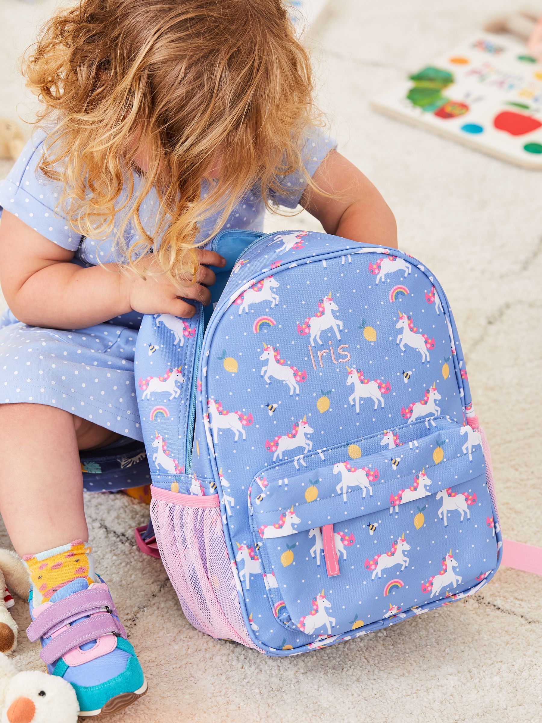 Purple Personalised Unicorn Medium Backpack - Image 3 of 7