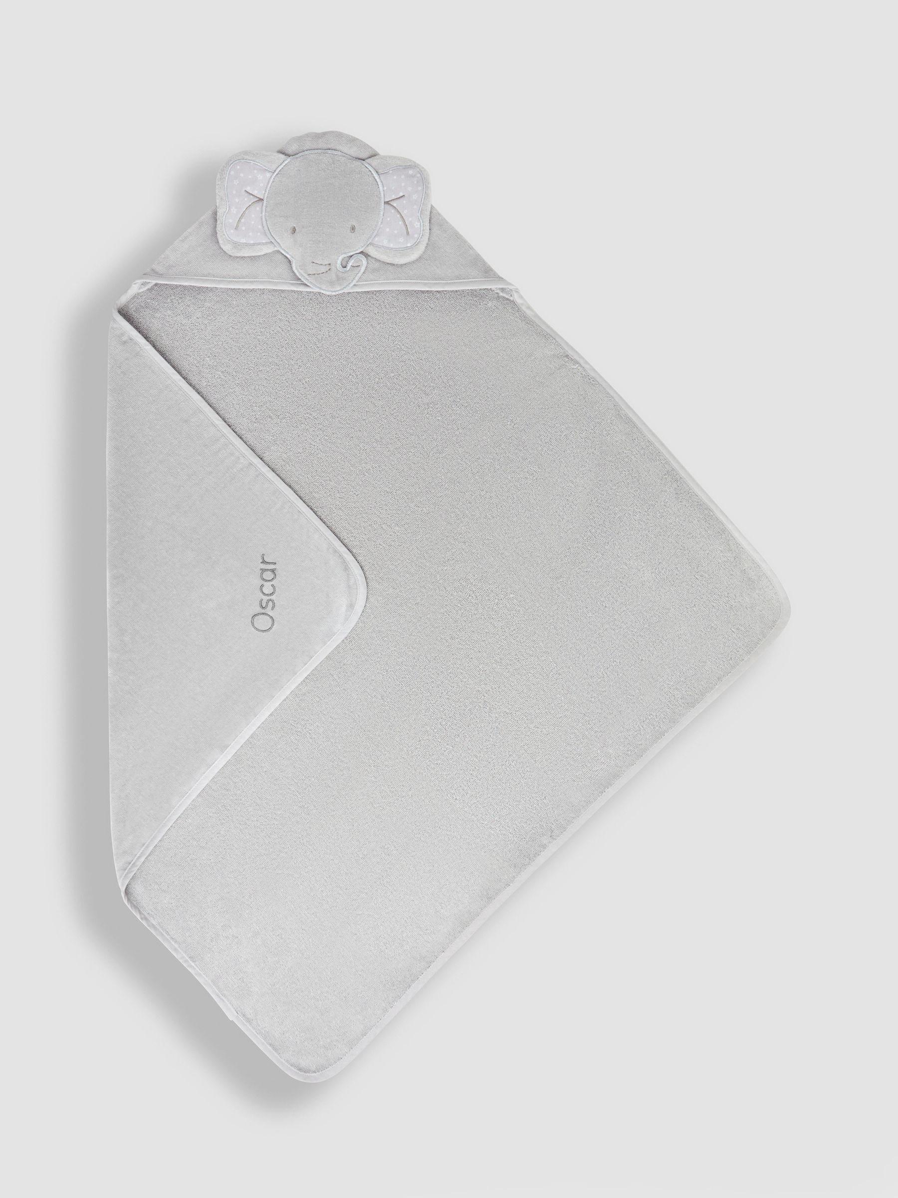 Personalised Grey Elephant Hooded Towel - Image 1 of 7