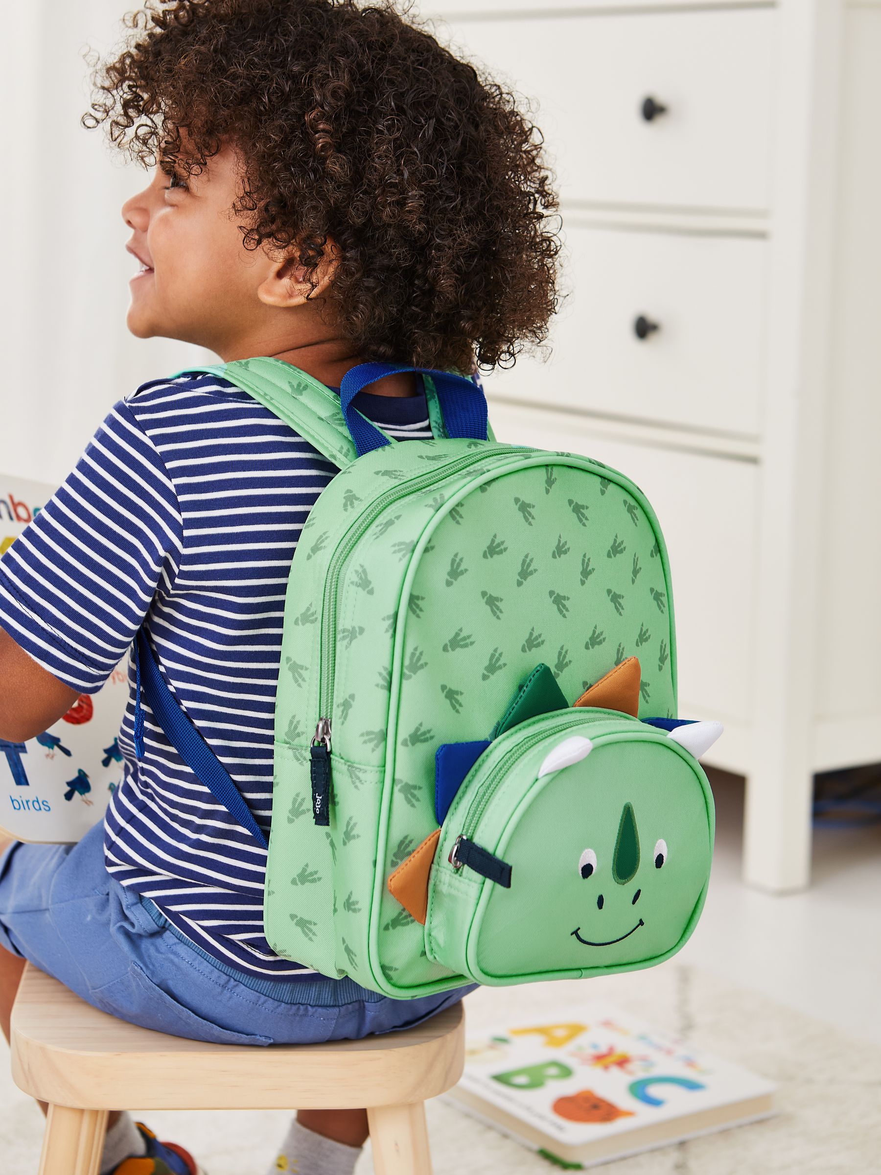 Green Personalised Green Dino Backpack - Image 2 of 6