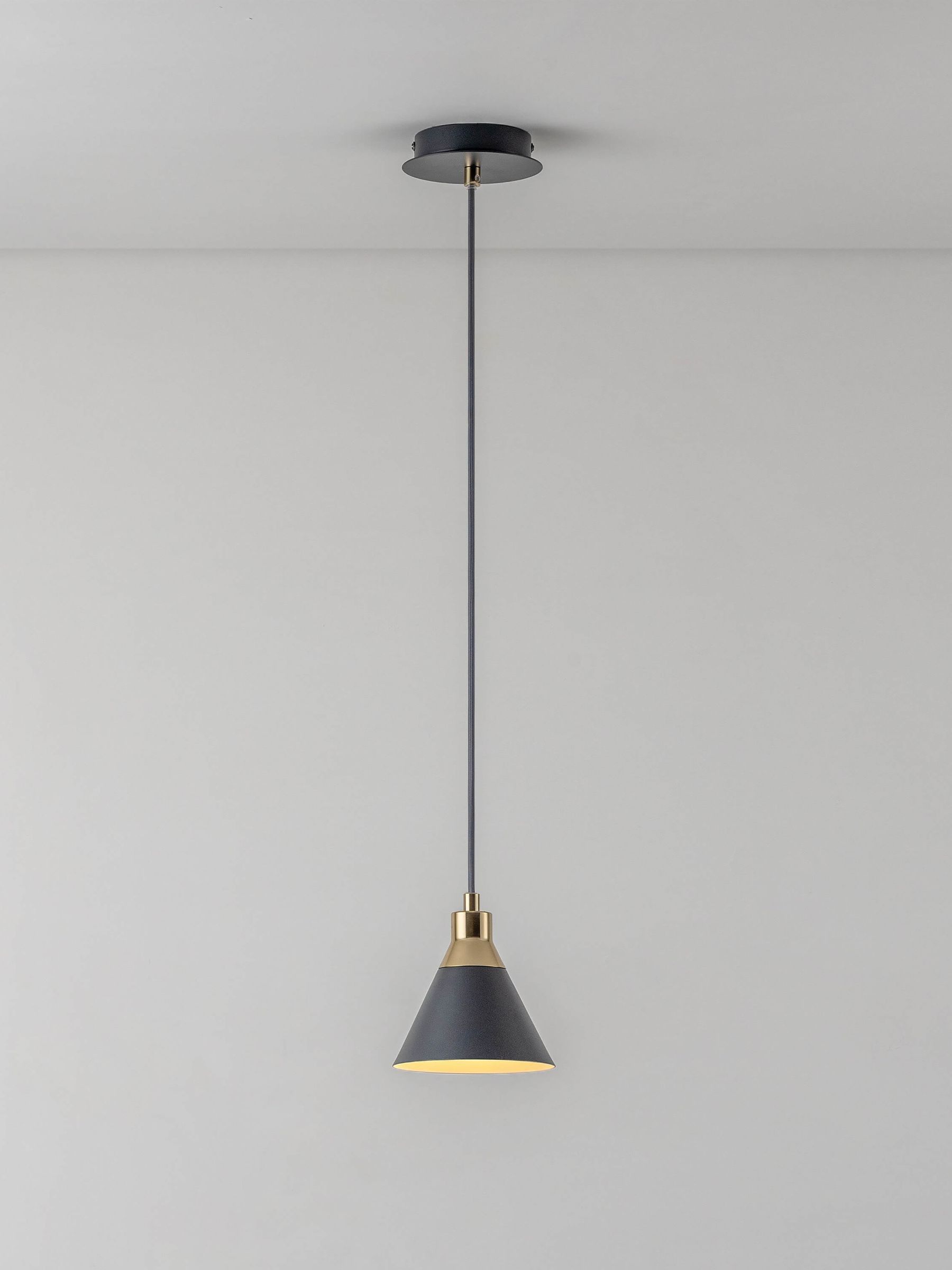 Houseof. Charcoal Grey Cone Pendant Ceiling Light - Image 2 of 6