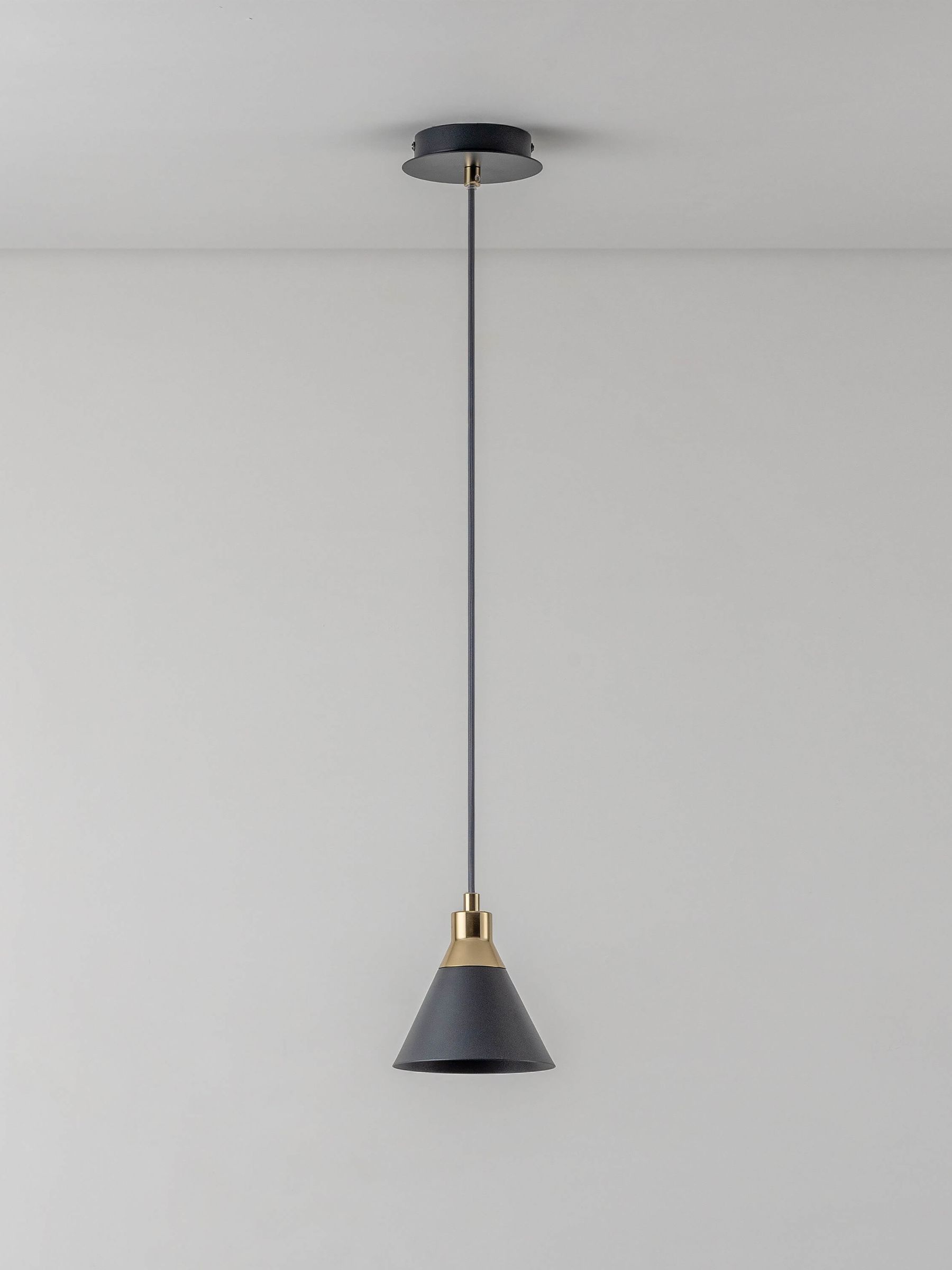 Houseof. Charcoal Grey Cone Pendant Ceiling Light - Image 3 of 6