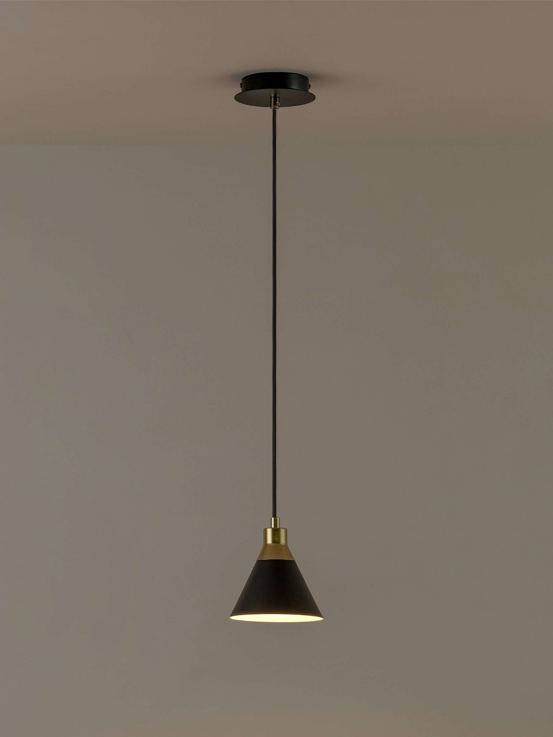 Houseof. Charcoal Grey Cone Pendant Ceiling Light - Image 4 of 6