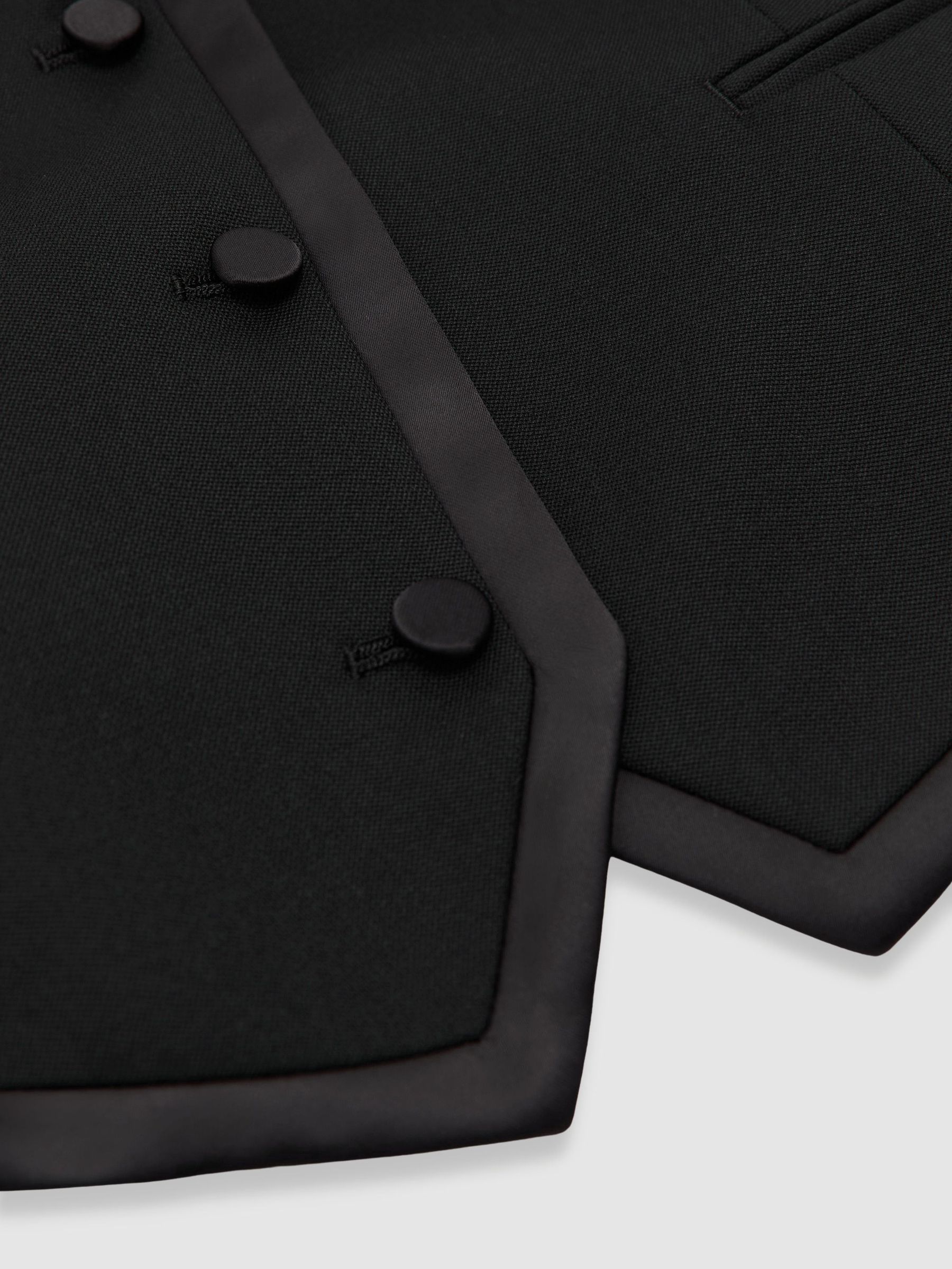Wool-Blend Tailored Tuxedo Waistcoat in Black - Image 6 of 6