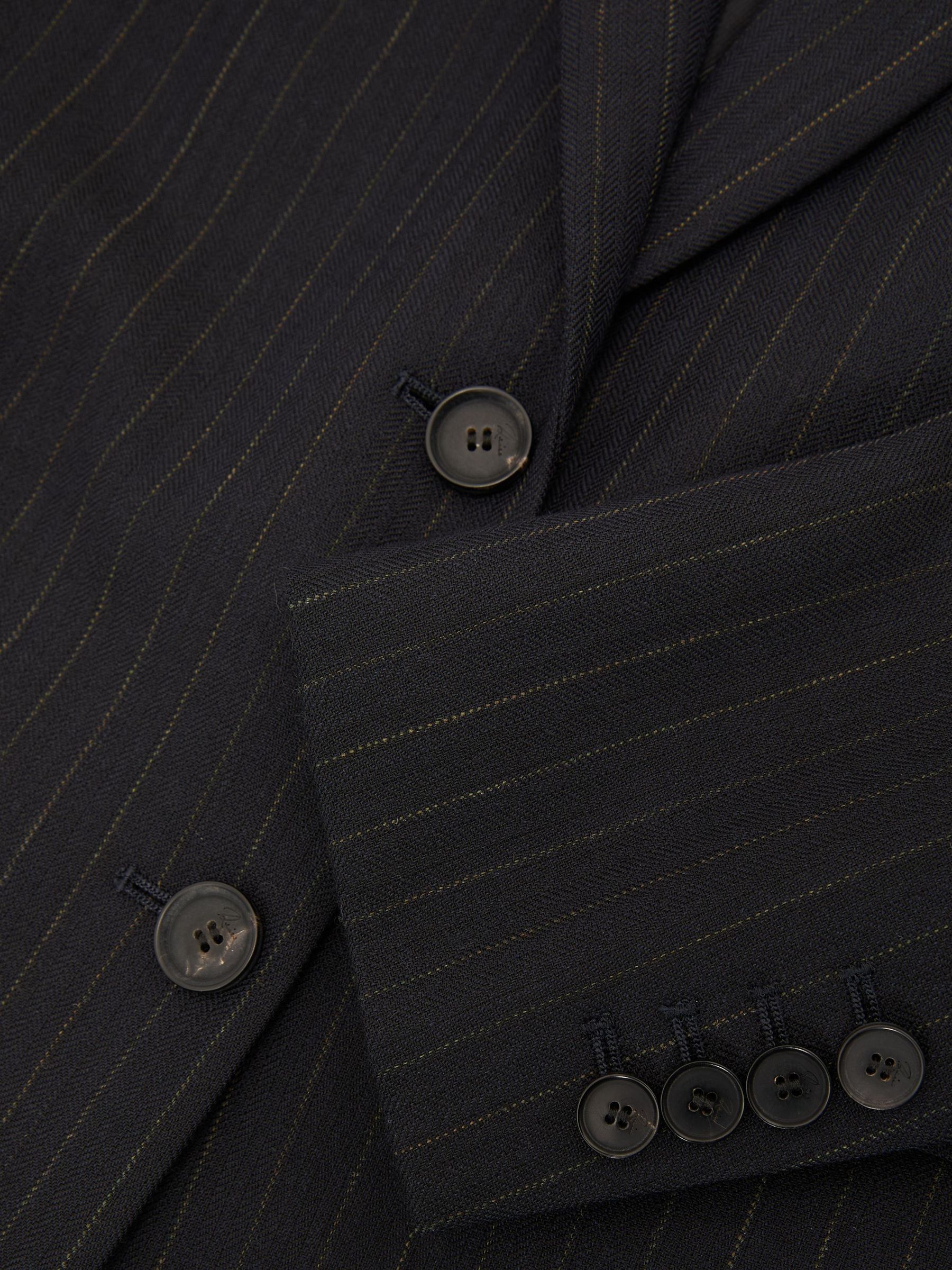 Wool Pinstripe Single-Breasted Suit Blazer Relaxed-Fit in Navy - Image 8 of 8