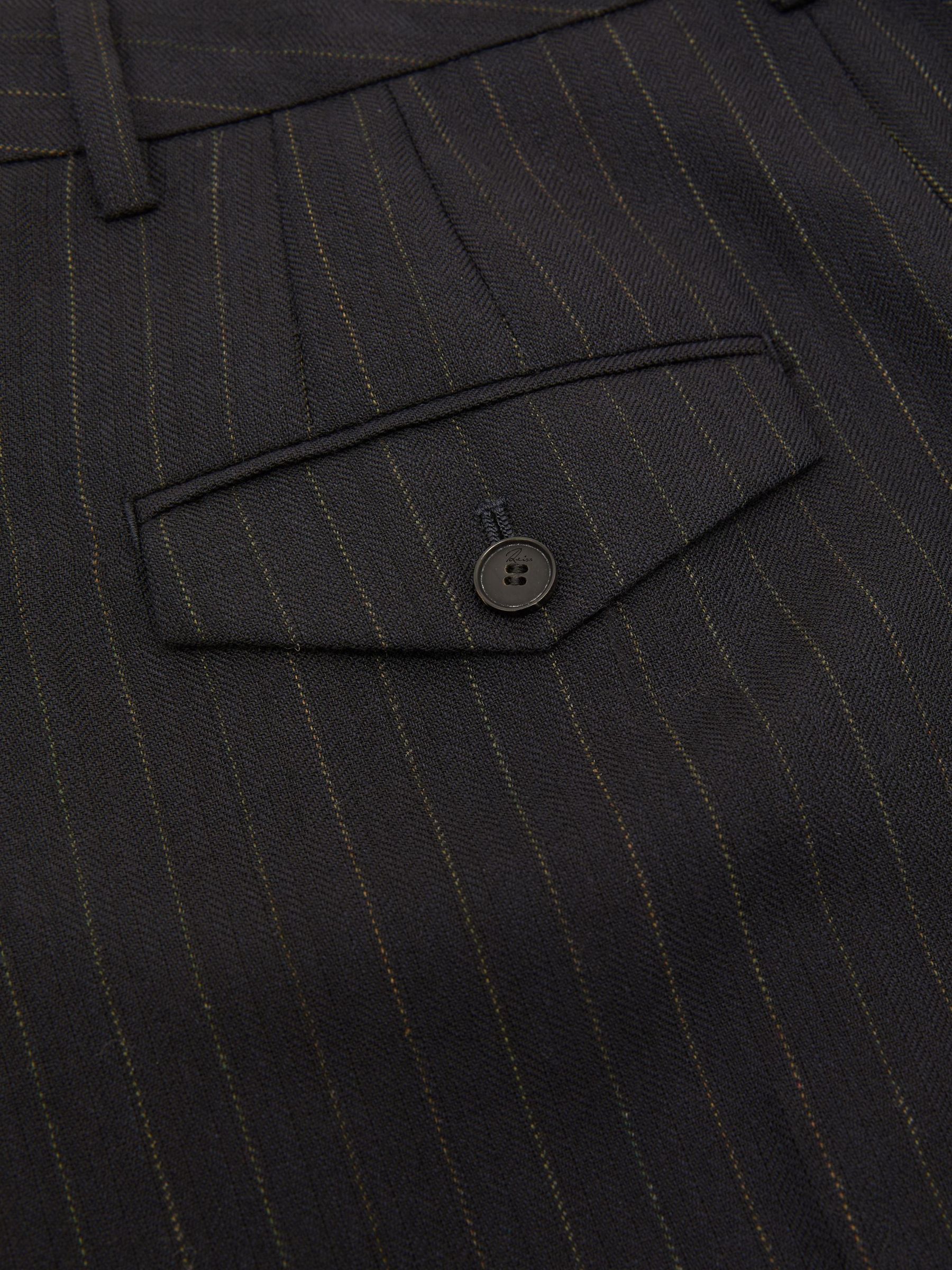 Petite Wool Pinstripe Wide-Leg Suit Trousers in Navy - Image 9 of 10