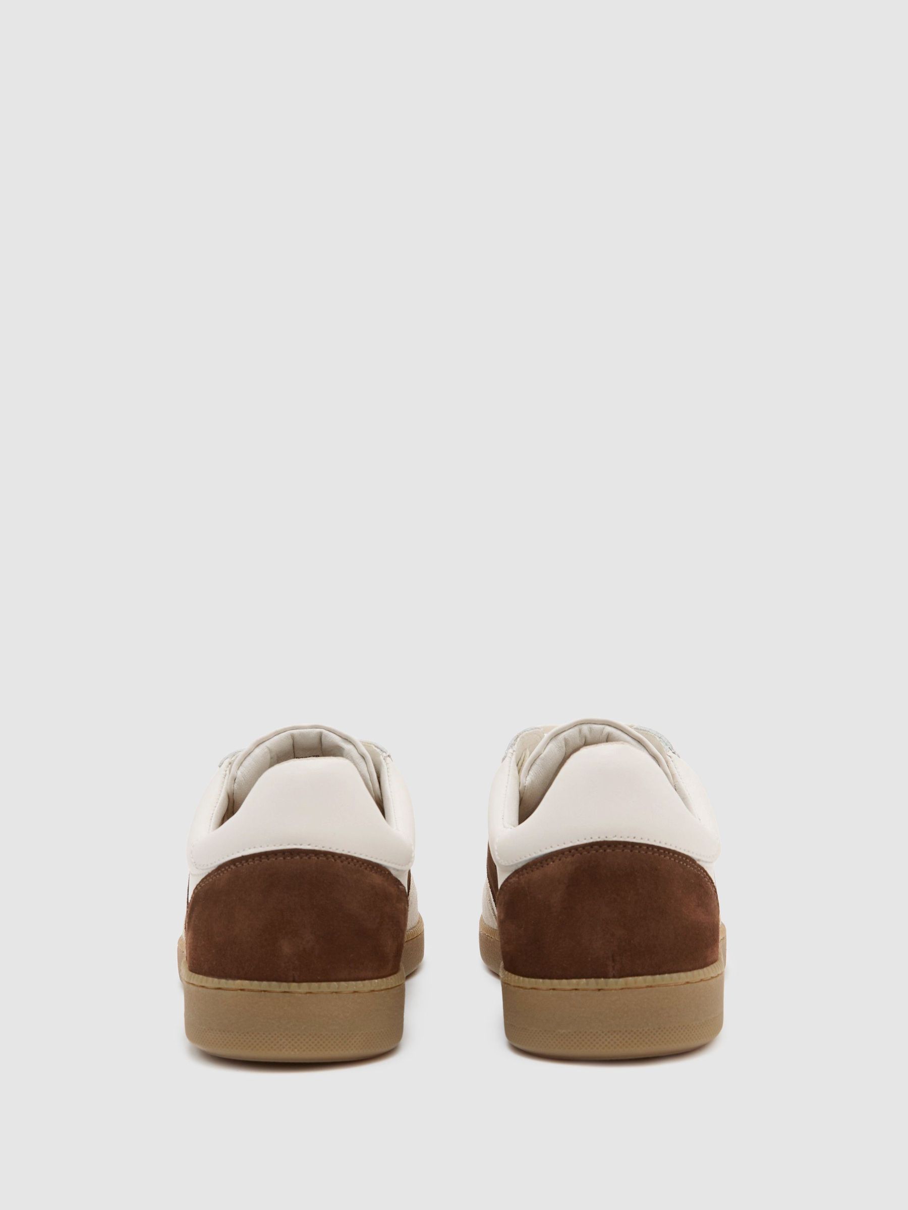 Suede and Leather Colour-Block Runner Trainers in White/Tan - Image 5 of 6